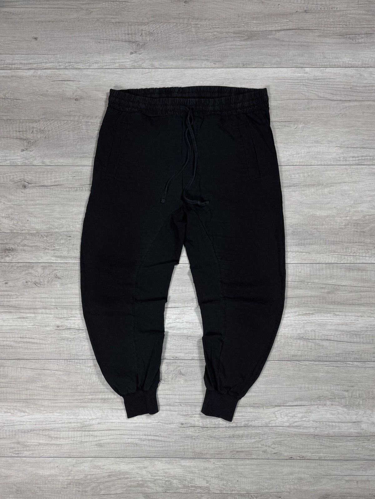 Thom Krom Drop Crotch Joggers Pants Black Garment Dyed Faded