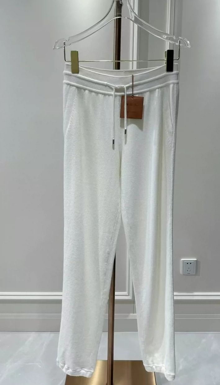 LORO PIANA White cashmere knit trousers