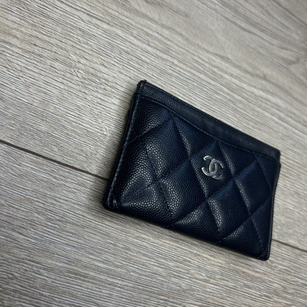 Chanel Chanel Chain Logo Quilted Black Leather Card Holder Wallet Size ONE SIZE - 4 Thumbnail
