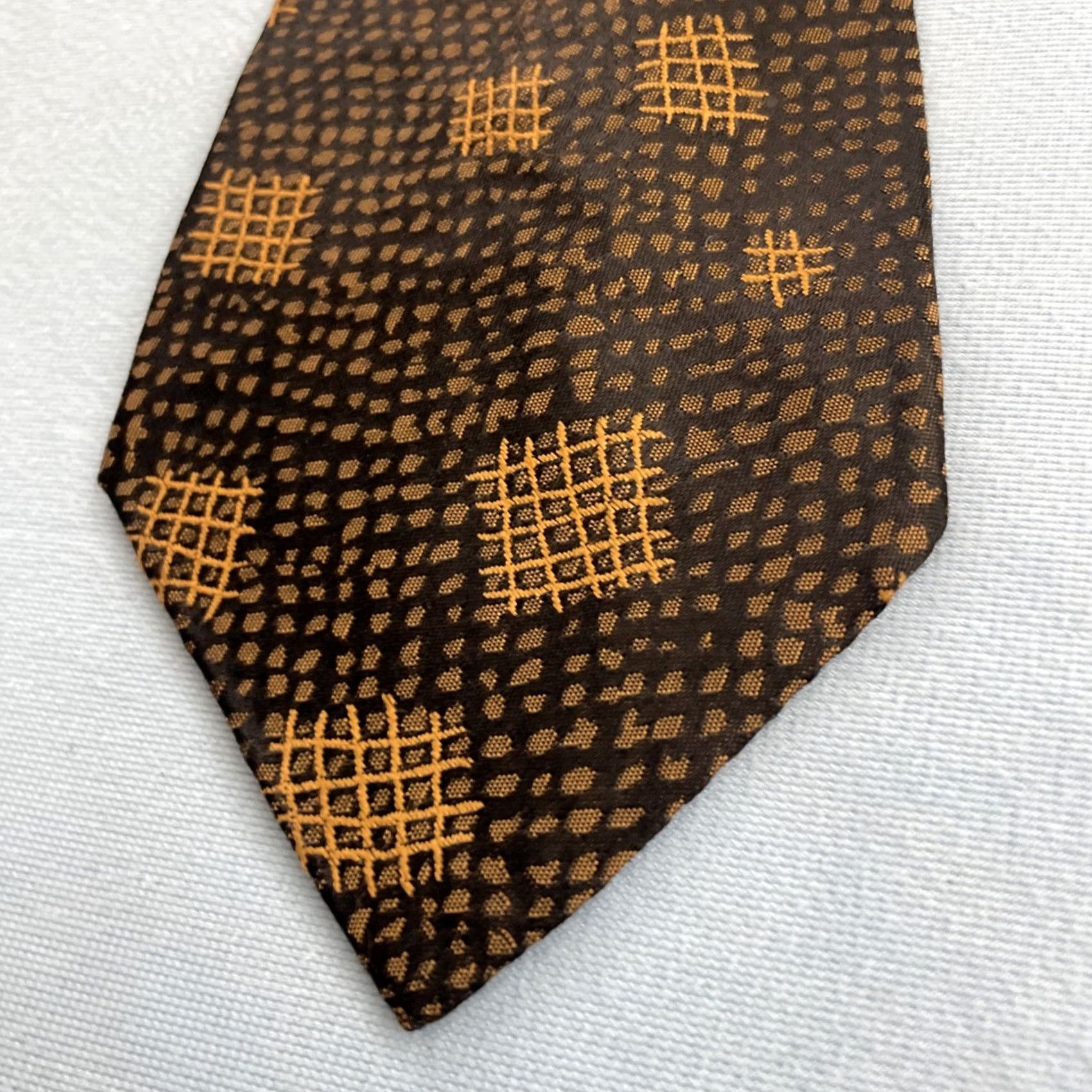 MCM VINTAGE MCM Tie Neckwear Silk Brown Bronze 60s Woven 57" Classic 4x57 Hashtag Foulard Texture Capsule Vintage Geometric Elegant Designer Mens Size ONE SIZE - 3 Thumbnail