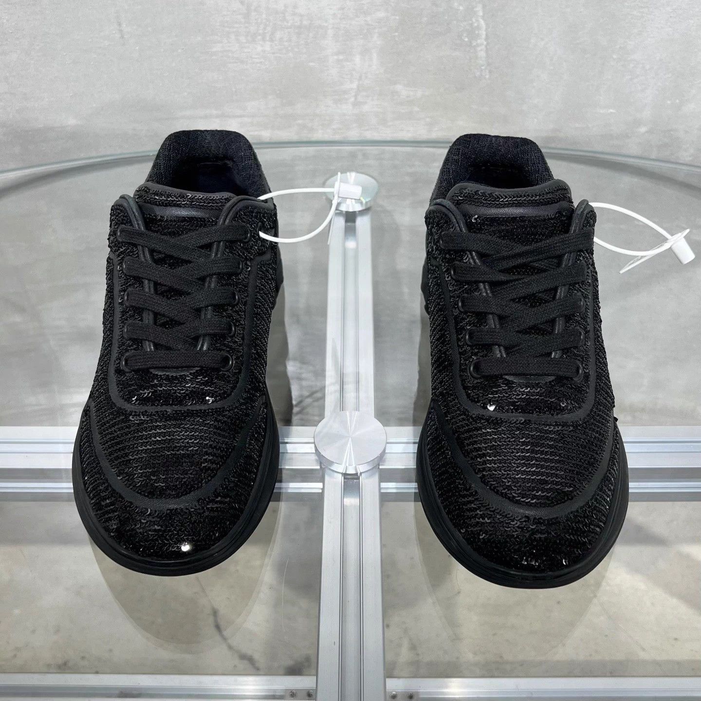 Chanel Chanel Classic Double C Sequin Black Sneakers 38.5 Size US 7.5 / IT 37.5 - 1 Thumbnail