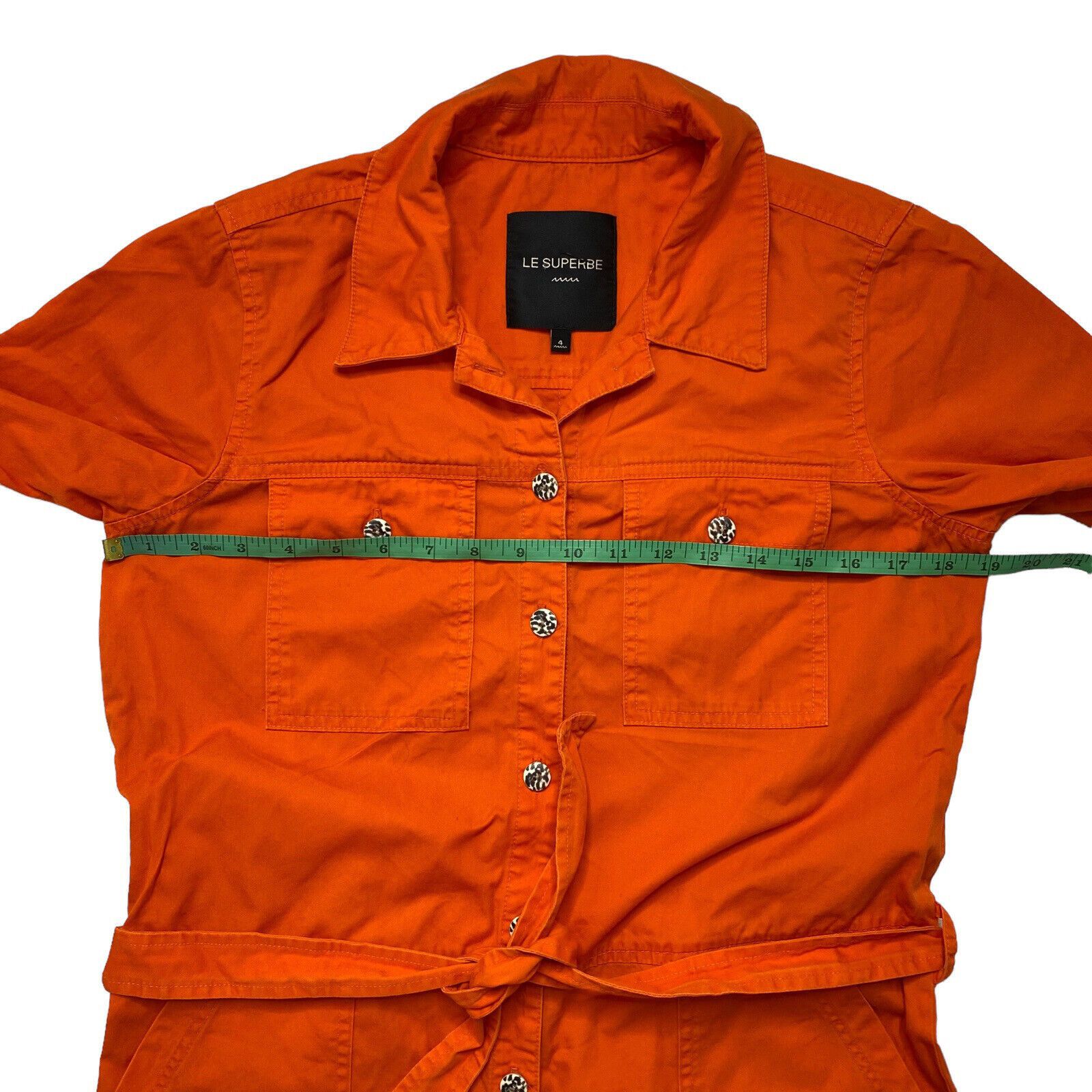 Le Superbe LE SUPERBE Kelly Twill Romper In Neon Orange Size 4 Size 27" / US 4 / IT 40 - 4 Thumbnail