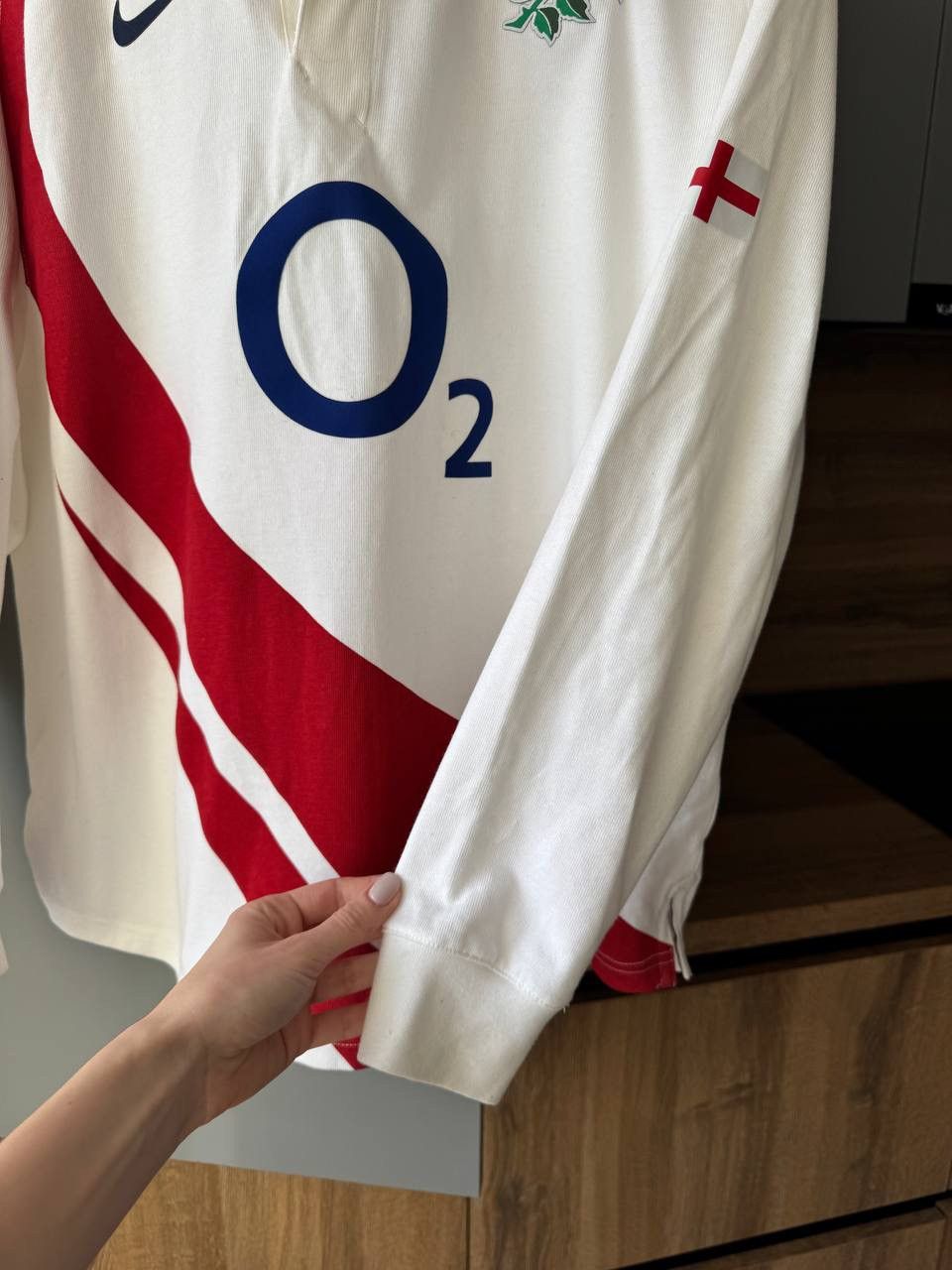 Nike Nike England Rugby Jersey O2 Long Sleeve 2000s (Odell 09) Size US L / EU 52-54 / 3 - 5 Thumbnail