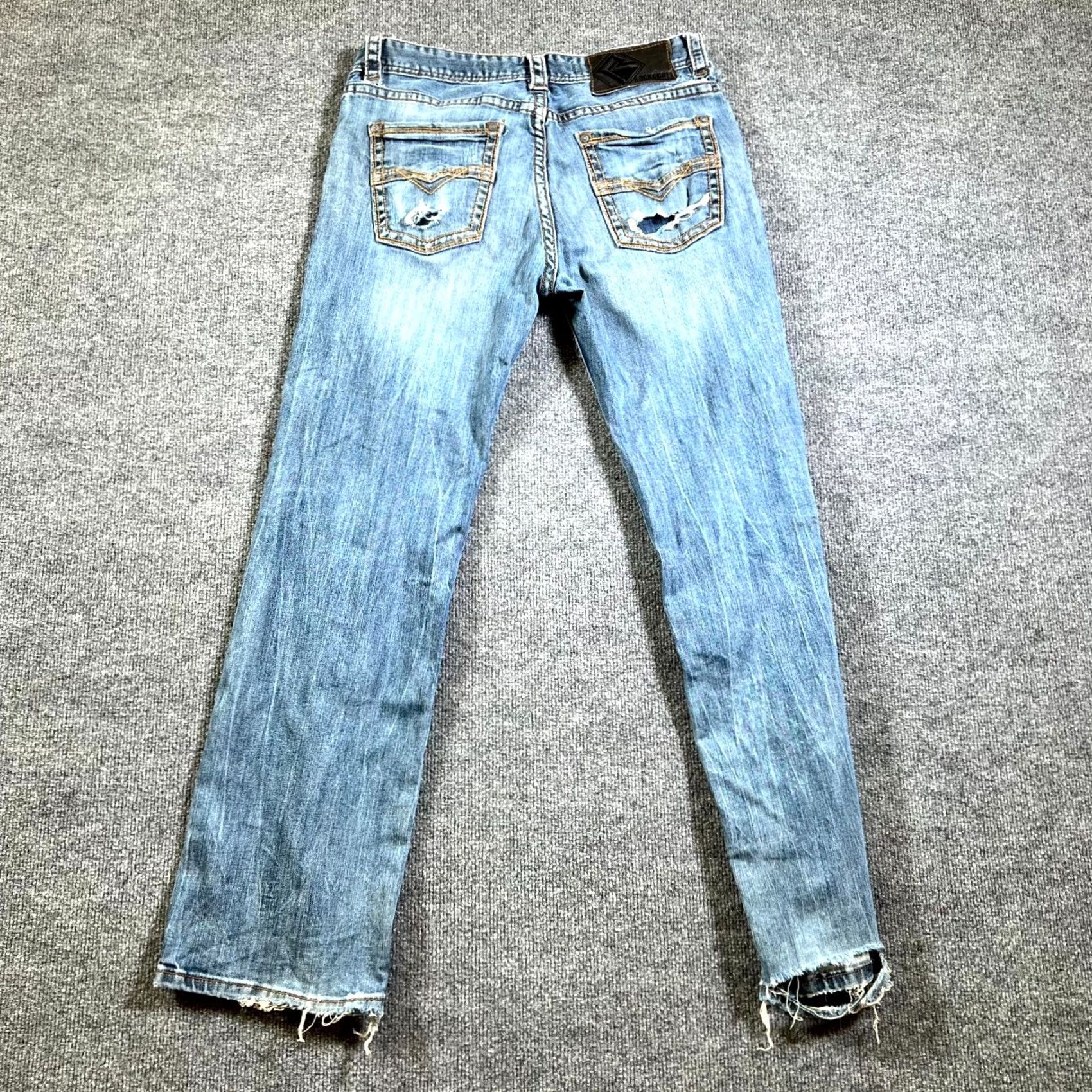 Denime Rock & Roll Cowboy Jeans Mens 32x34 Blue Denim Stretch Regular Fit Straight Leg Jeans Size US 32 / EU 48 - 2 Thumbnail