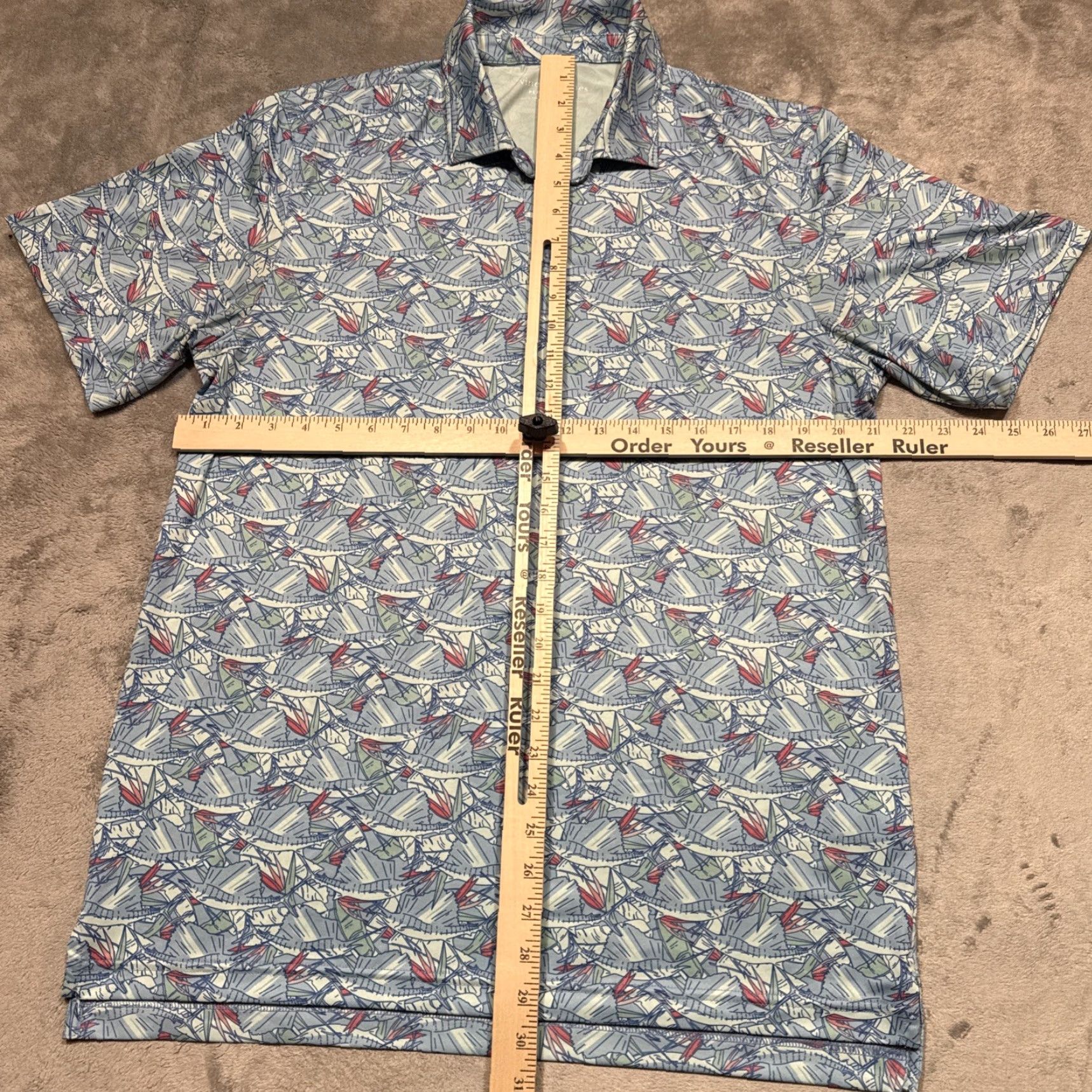 Vineyard Vines Vineyard Vines Polo Mens Medium Blue Geometric Floral Golf Preppy Fish Performance Size US M / EU 48-50 / 2 - 4 Thumbnail