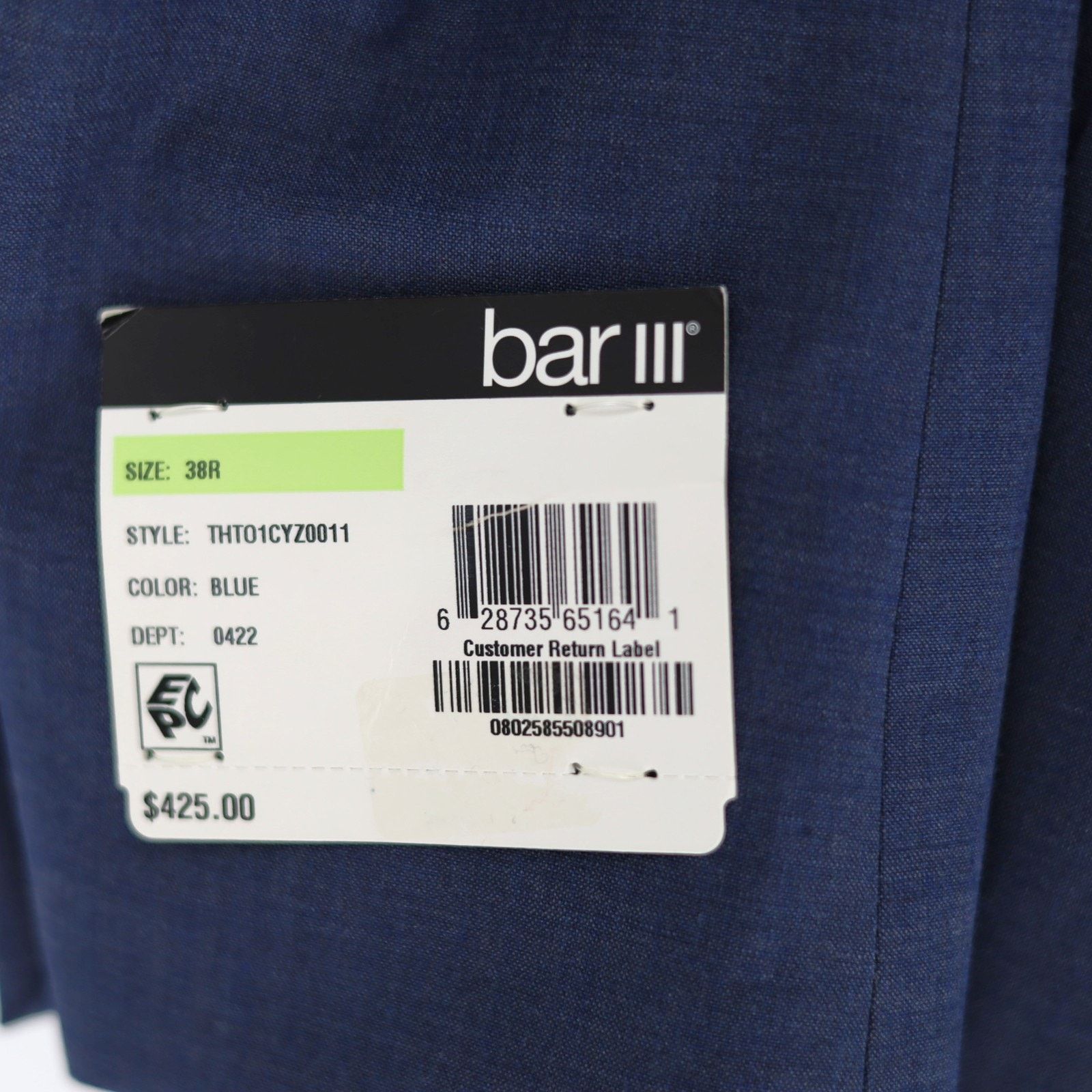 Bar III Bar III Men's Solid Blue Wool-Blend Slim Suit Jacket 38R Size 38R - 6 Thumbnail