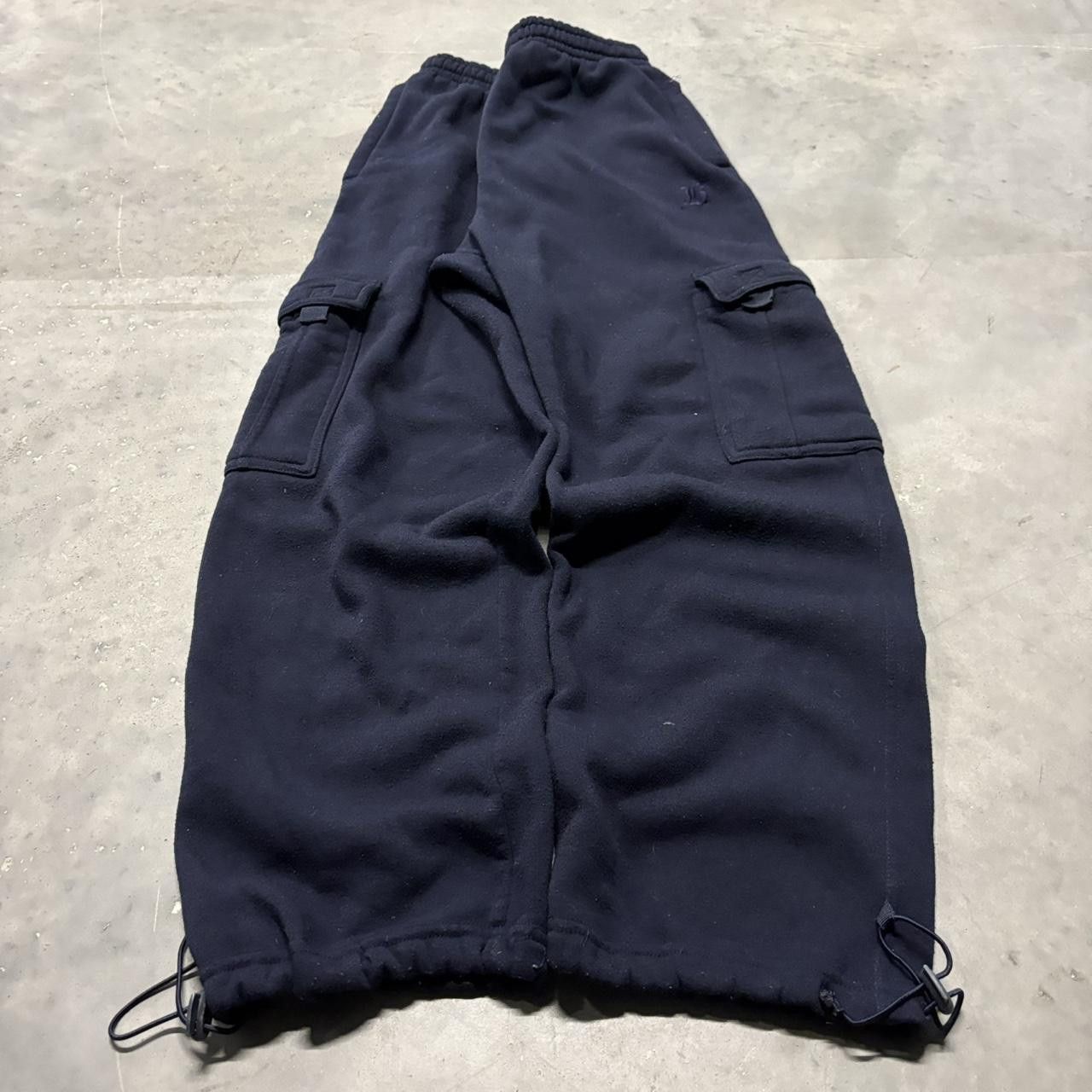 Japanese Brand × Vintage Crazy Vintage Y2K/2000s Baggy Navy Blue Skater Style Cargo Sweatpants! Size US 30 / EU 46 - 3 Thumbnail