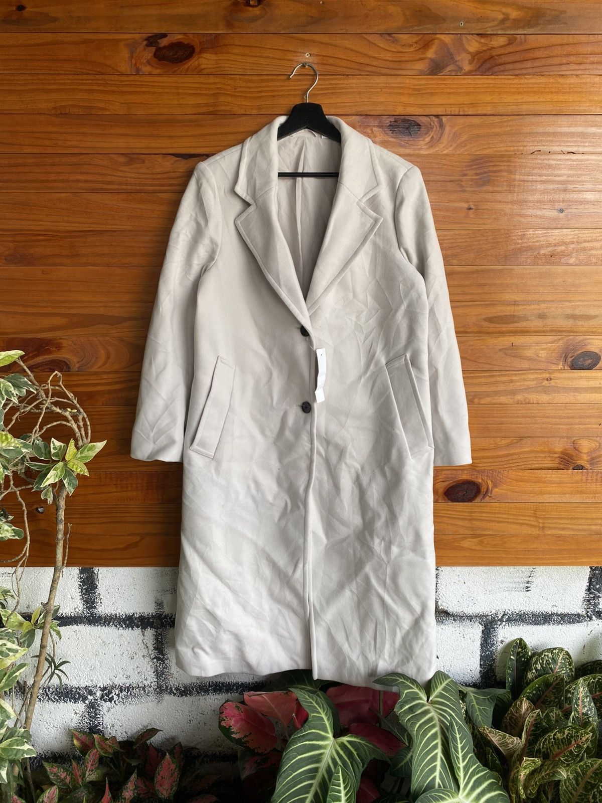 GU GU Light Beige Long Coat – Minimalist Single-Breasted Coat Size M / US 6-8 / IT 42-44 - 3 Thumbnail