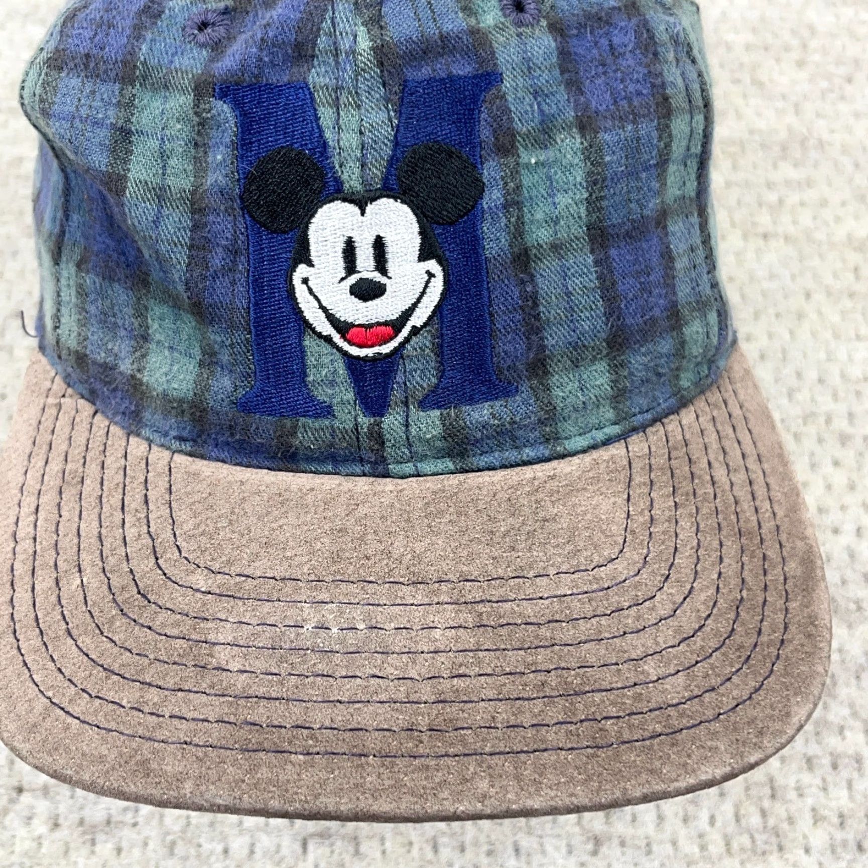 Mickey Unlimited VINTAGE Mickey Mouse Snapback Hat Cap Plaid Green Blue 90s Retro Cartoon Adjustable Mens Size ONE SIZE - 4 Thumbnail