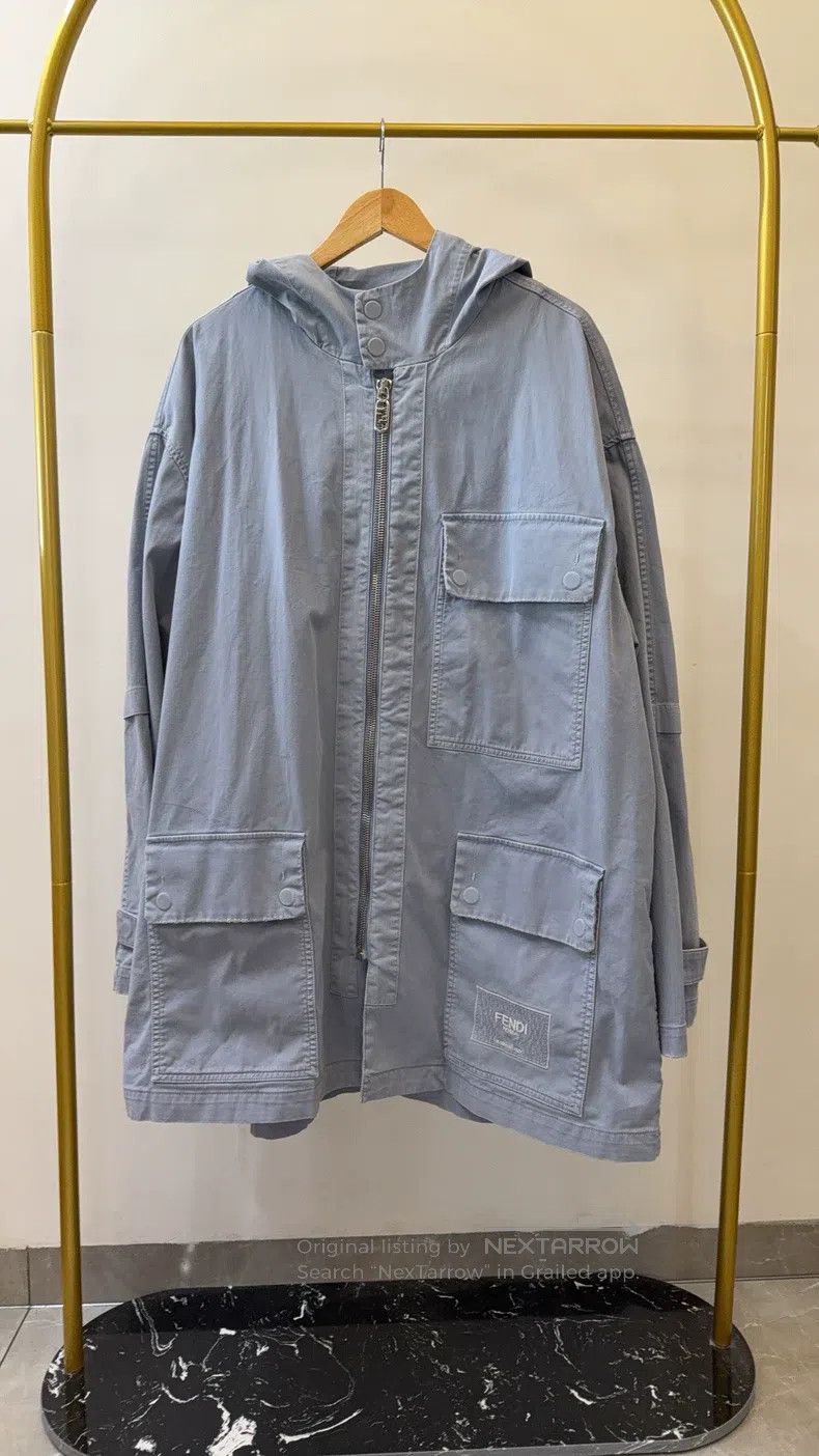 Fendi Fendi Men's Solid Color Hooded Zip-Up Long Sleeve Jacket Size US L / EU 52-54 / 3 - 1 Thumbnail