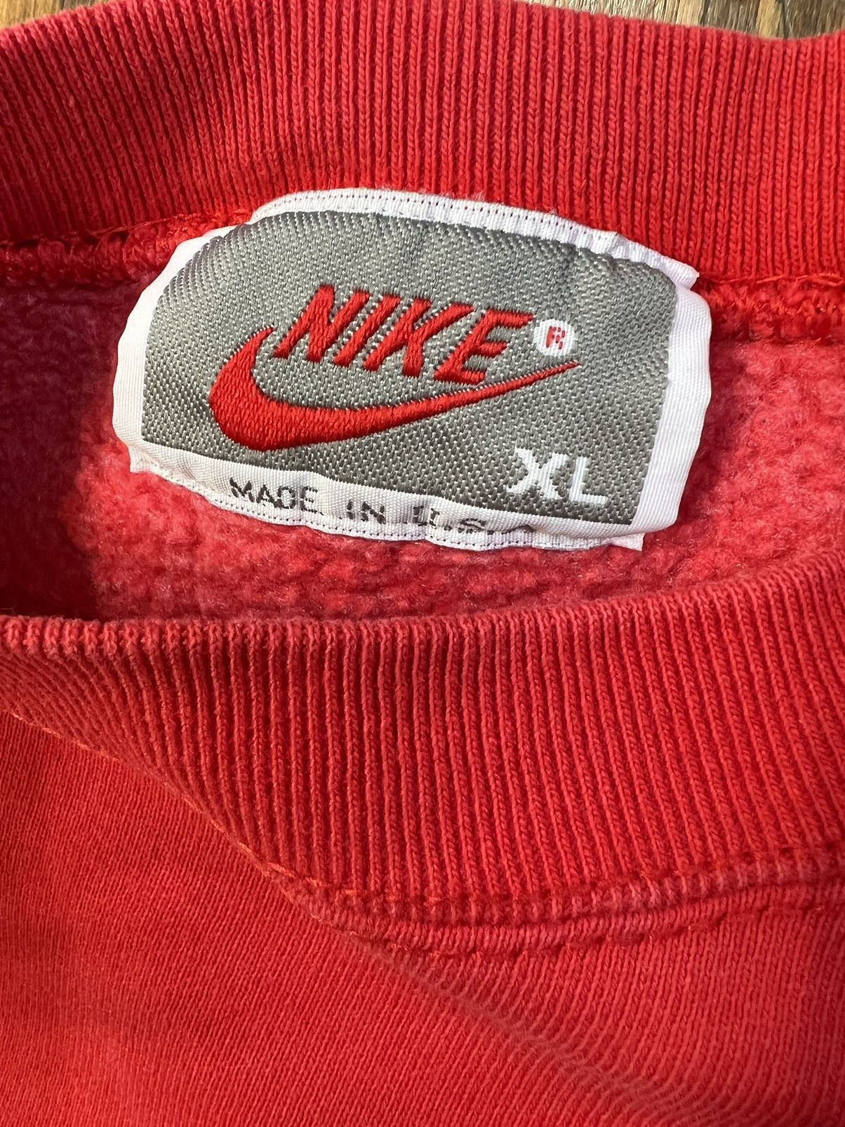 Nike × Vintage Vintage 90s Nike Swoosh Logo Crewneck Sweatshirt Leather Size US XL / EU 56 / 4 - 3 Thumbnail