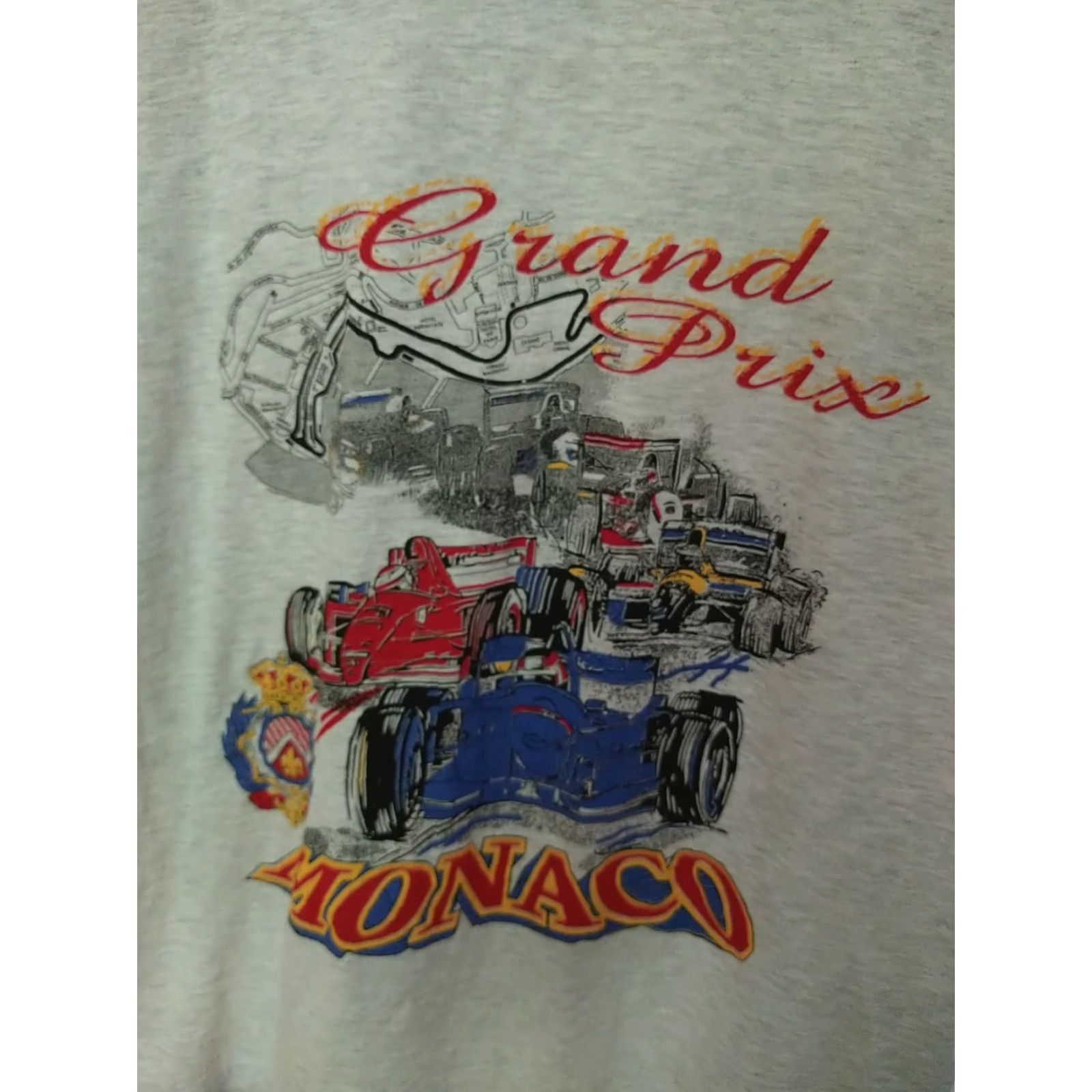 Vintage VINTAGE Grand Prix Monaco Racing T-shirt Mens XL Gray Euro Fit - Monaco Crest Cars Shirt Size US XL / EU 56 / 4 - 4 Thumbnail
