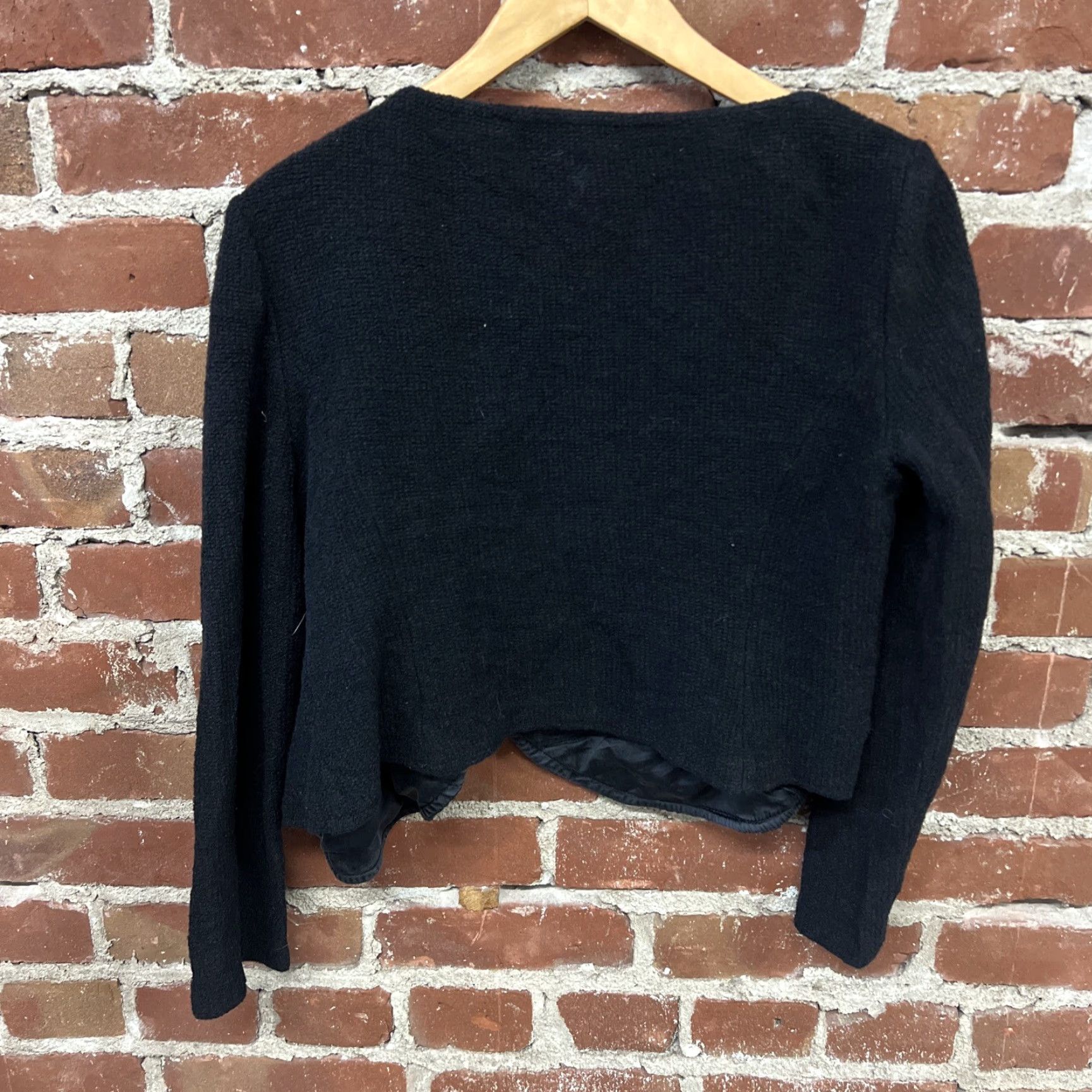 St. John St. John Collection Cardigan Womens 10 Black Bow V-Neck Long Sleeve Knit Full Zip Vintage: No Size L / US 10 / IT 46 - 3 Thumbnail
