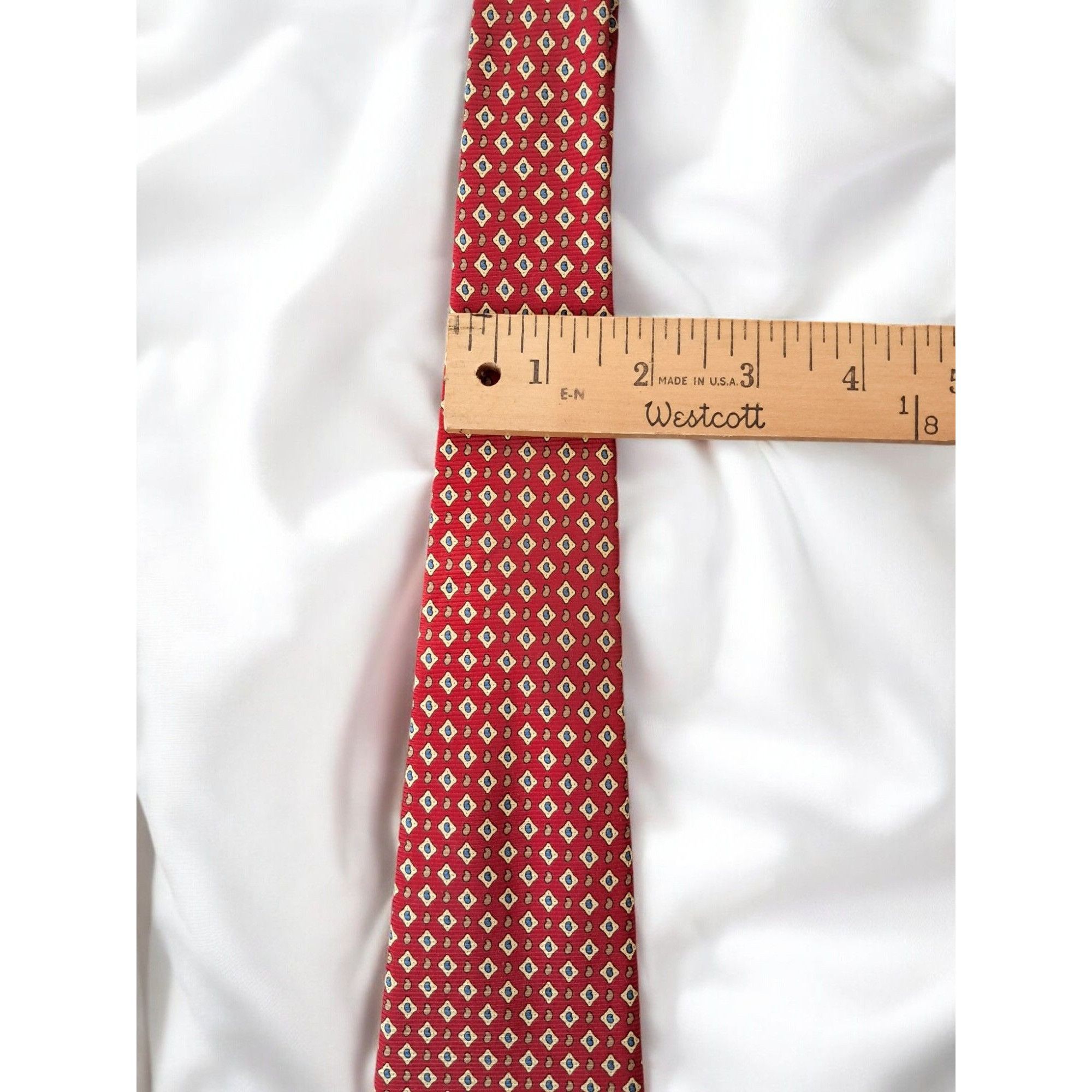 Vintage Vintage Giulio Randi Red Geometric Silk Tie – Made in Italy Size ONE SIZE - 8 Thumbnail