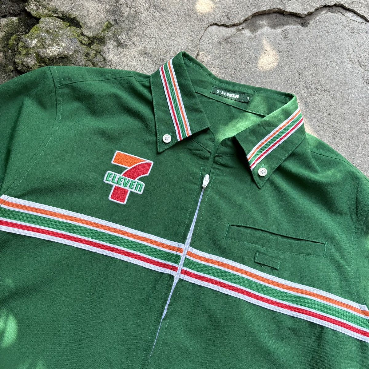 Japanese Brand vintage green zip-up shirt is a Japanese work uniform 7/11 Size US M / EU 48-50 / 2 - 2 Thumbnail