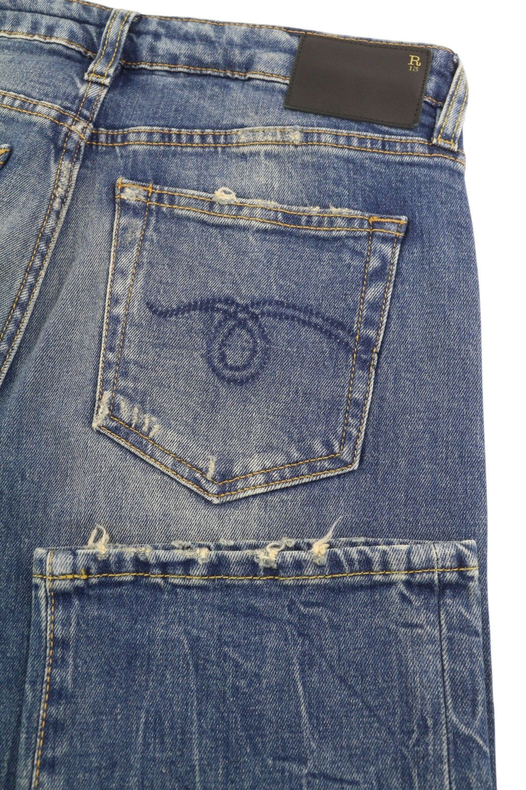 R13 BOY STRAIGHT 26 Cropped Ankle Washed Bue Kelly 84455 Size 26" / US 2 / IT 38 - 6 Thumbnail