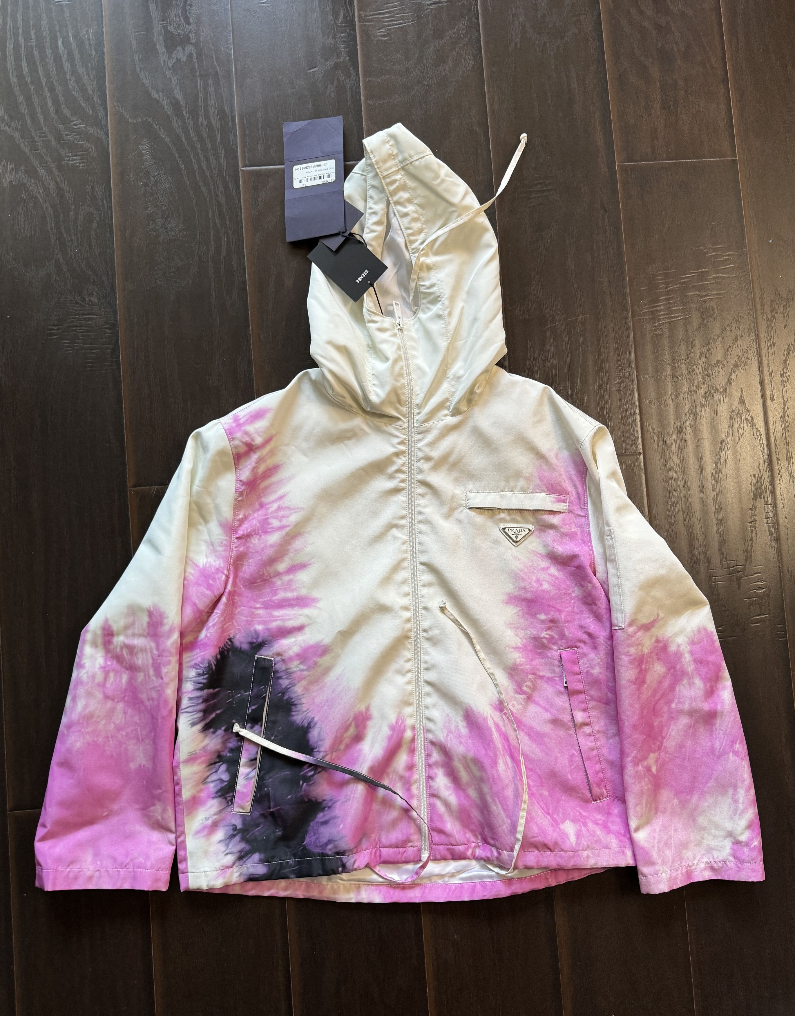 image of Prada Ssense Exclusive White Silk Tie Dye Jacket Size 42, Men's