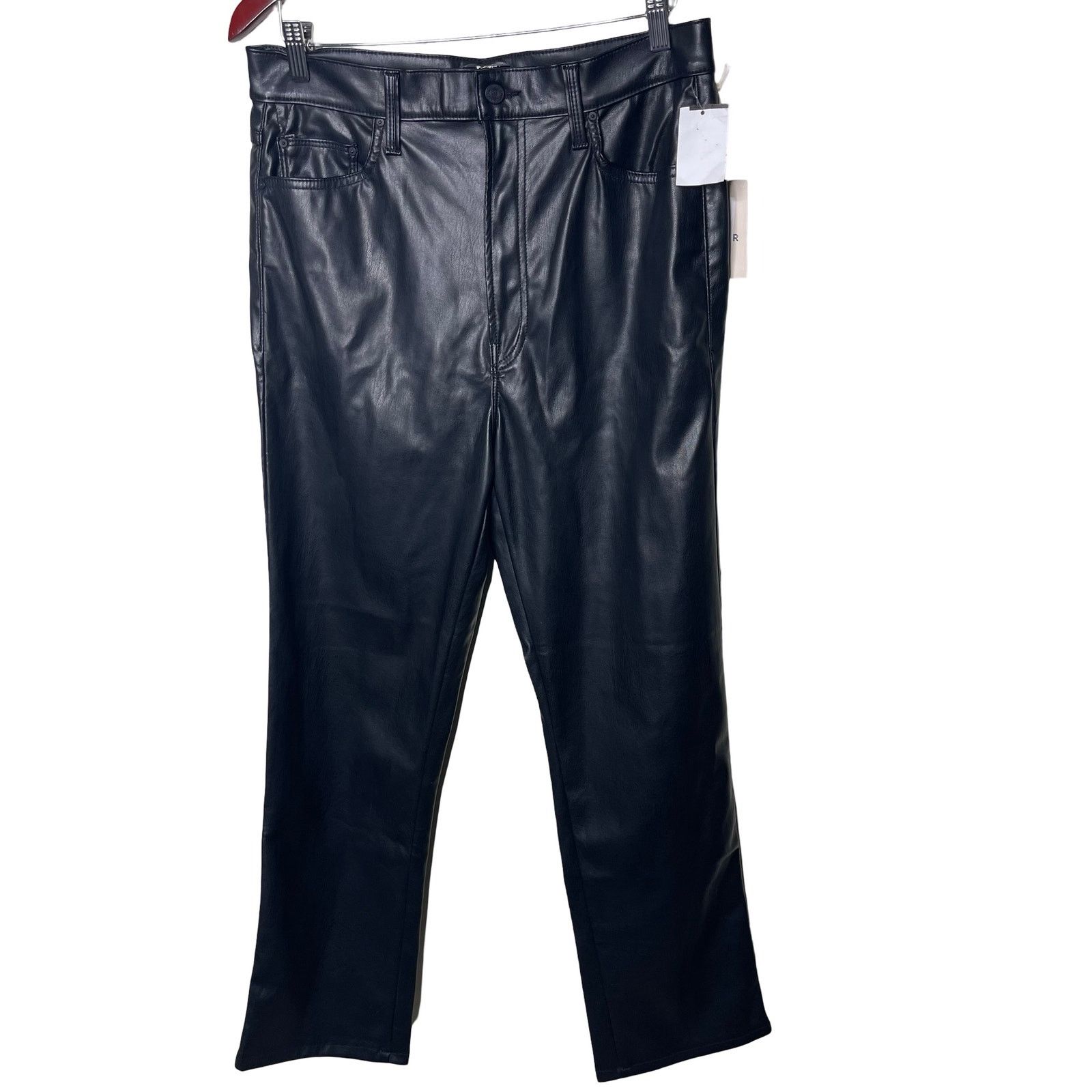 MOTHER NWT MOTHER Denim Rider High-Rise Faux-Leather Ankle Pants Size 33" - 4 Thumbnail
