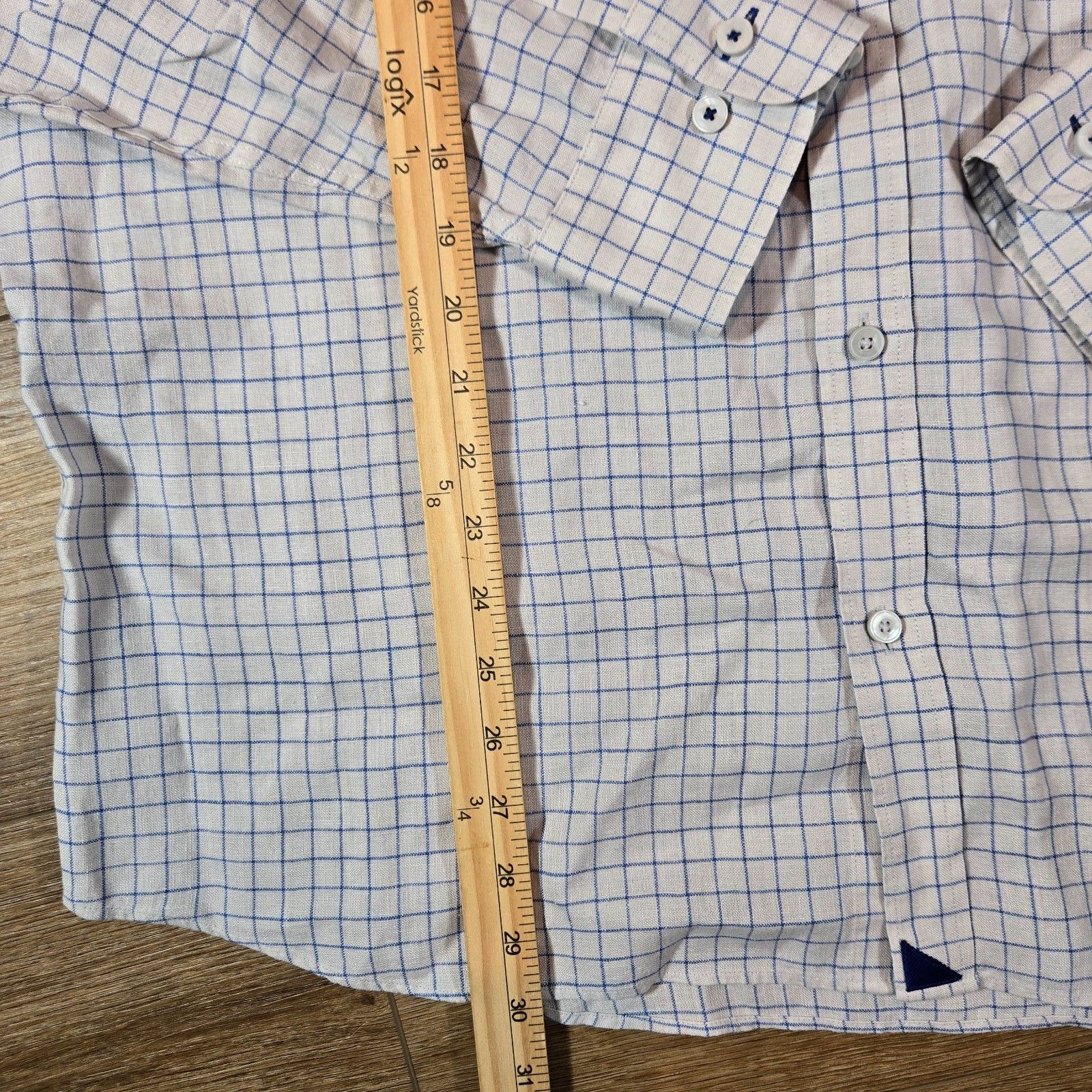 UNTUCKit UNTUCKit Linen Slim Fit Shirt XXL White Blue Squares Size US XXL / EU 58 / 5 - 4 Thumbnail