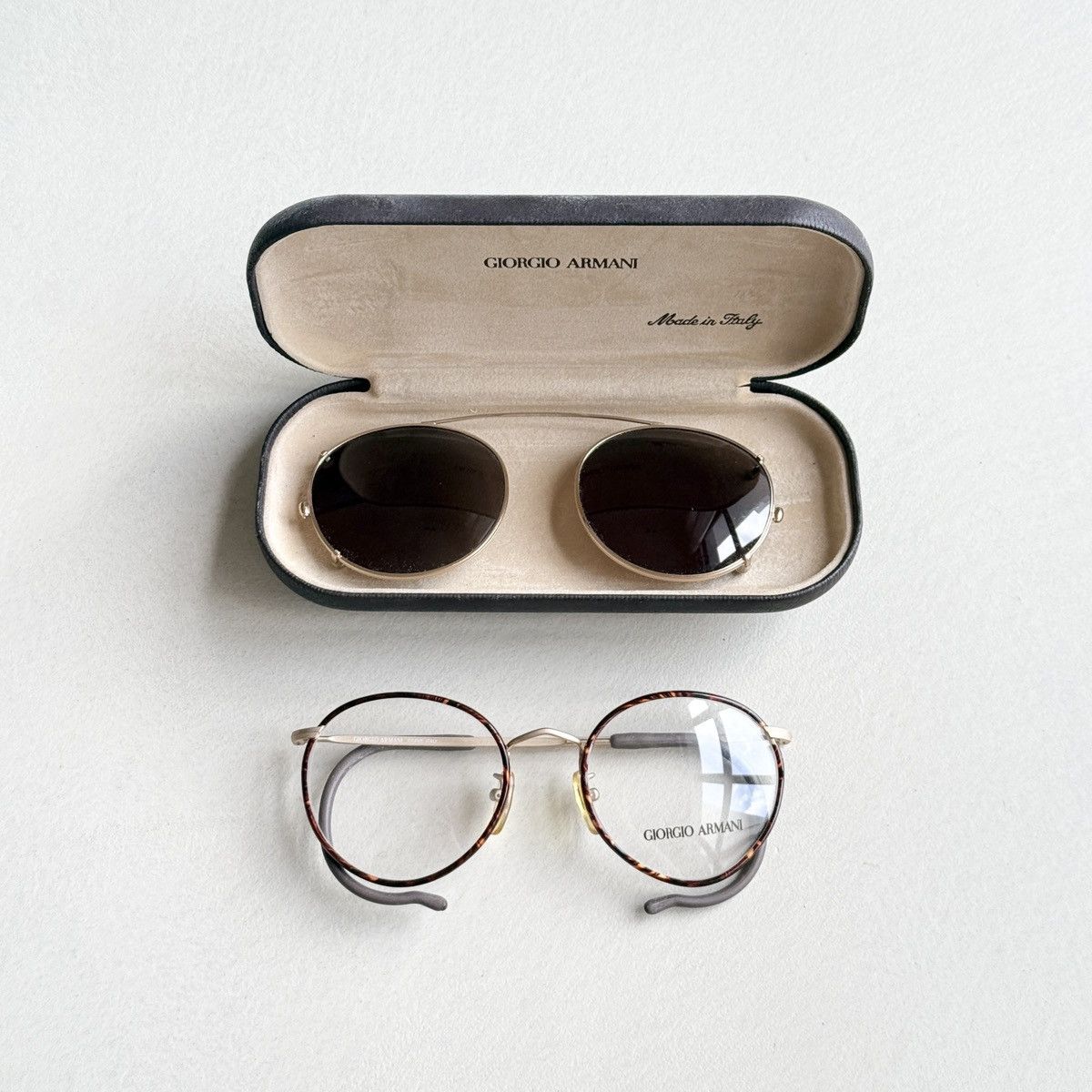 Giorgio Armani Giorgio Armani Vintage Glasses with Clip-on Sunglasses Size ONE SIZE - 1 Thumbnail