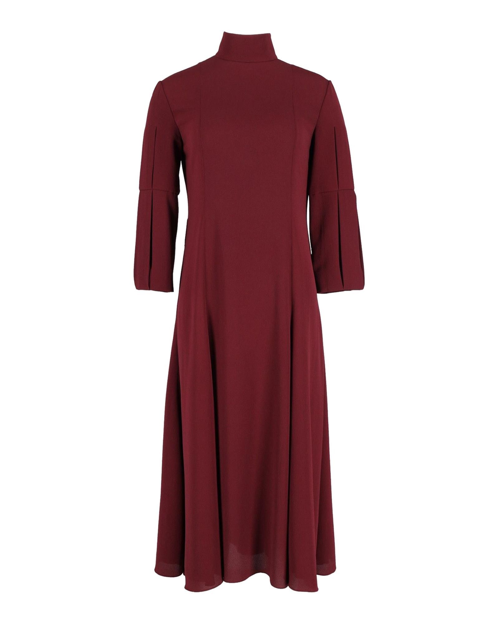 image of Emilia Wickstead Chic Purple Mock Neck A-Line Maxi Dress With Three-Quarter Sleeves, Women's (Size 