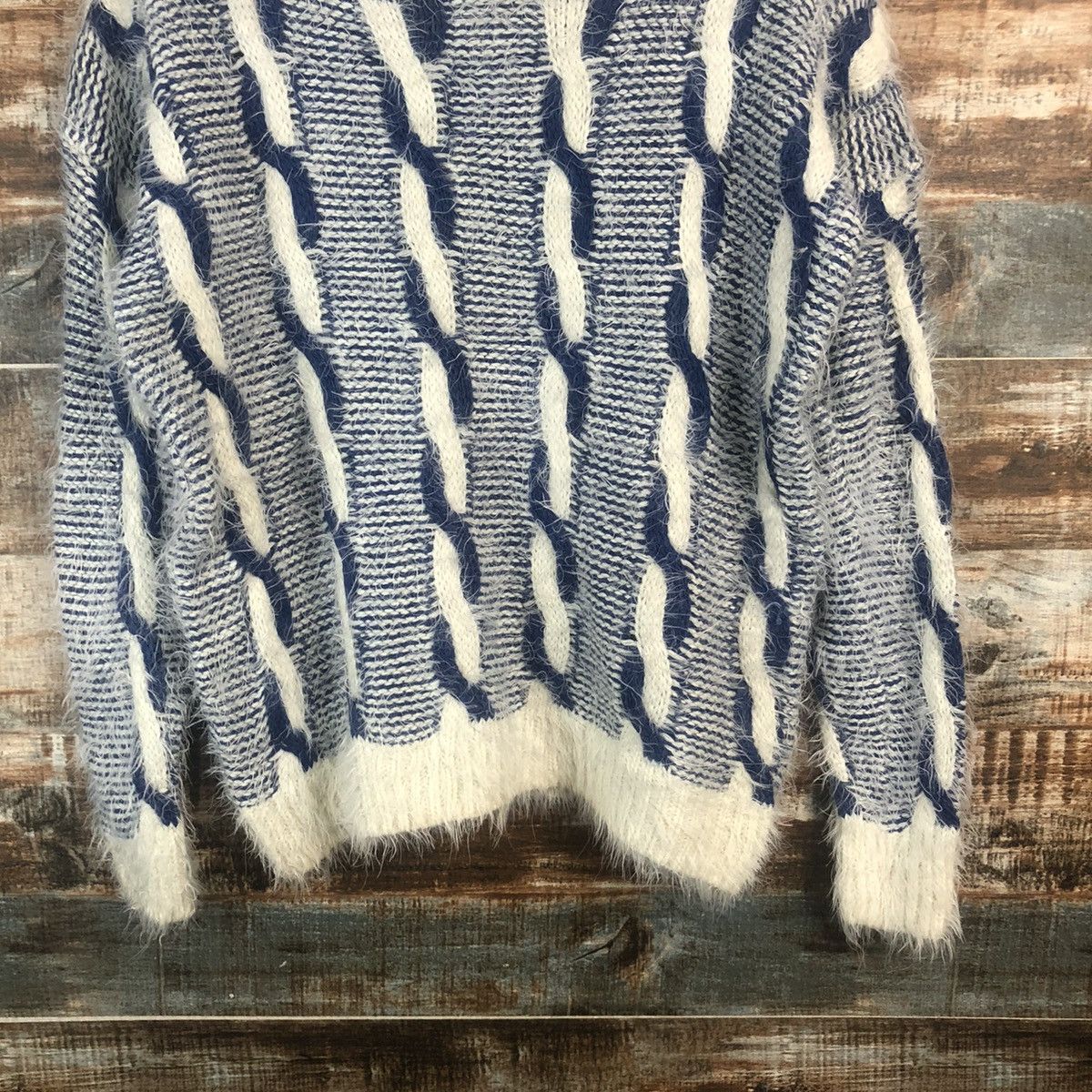 Homespun Knitwear DLL Rose Bowl Blue mohair shaggy fur Knitwear #C540 Size M / US 6-8 / IT 42-44 - 3 Thumbnail
