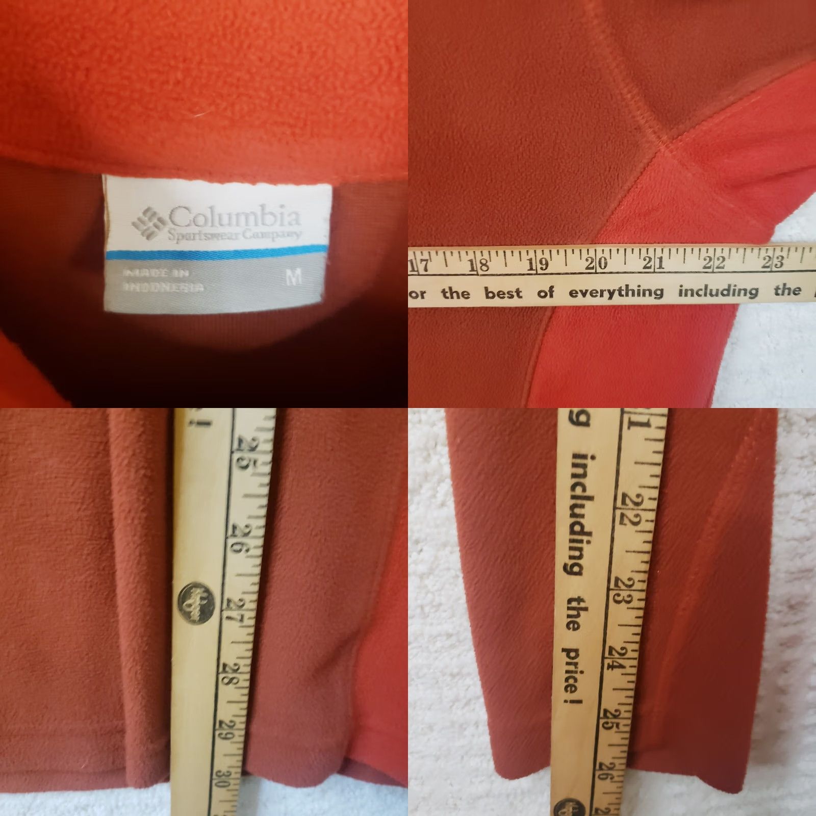 Vintage Columbia Men M Orange Fleece Polyester Pullover Sweater 1/4 Zip Mock Side Panel Size US M / EU 48-50 / 2 - 9 Thumbnail