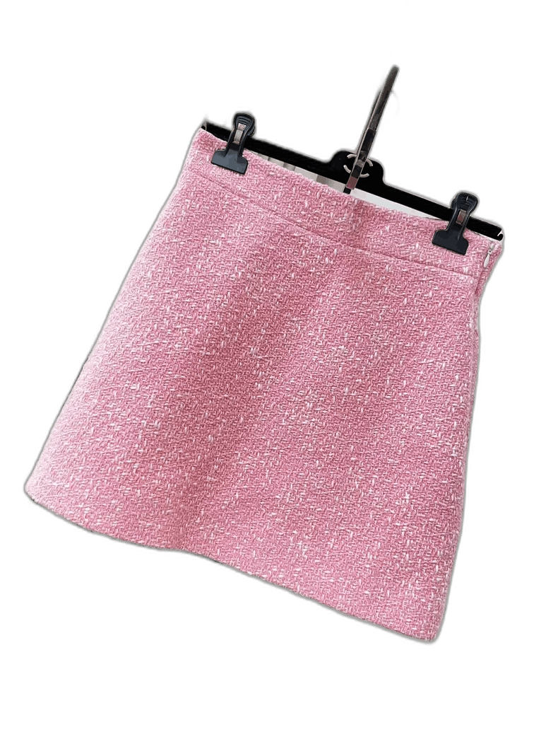 Prada Miu Miu Pink Tweed Mini Skirt Size 42-2506 Size 41" - 1 Thumbnail