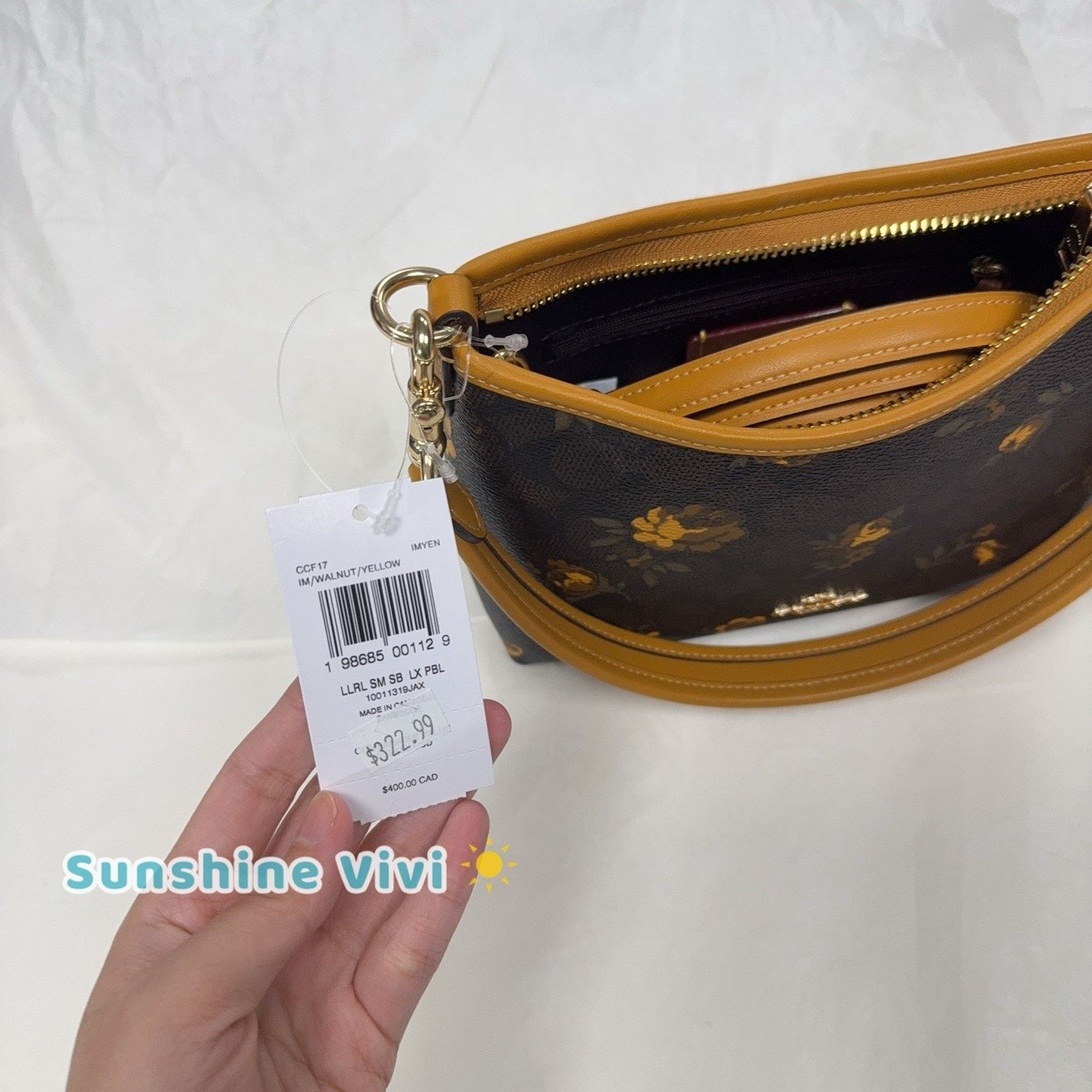 Coach NWT Coach Laurel Small Shoulder Bag With Floral CCF17 Yellow Size ONE SIZE - 13 Thumbnail