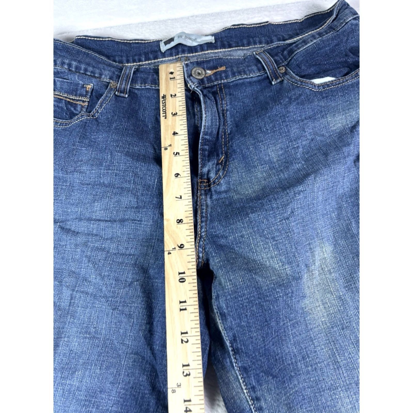Levi's VINTAGE Levi’s 512 Jeans Women’s Bootcut Blue Denim Stretch Size 12L 31x34 Distressed 90s Womens Jeans Size 34" / US 12 / IT 48 - 3 Thumbnail