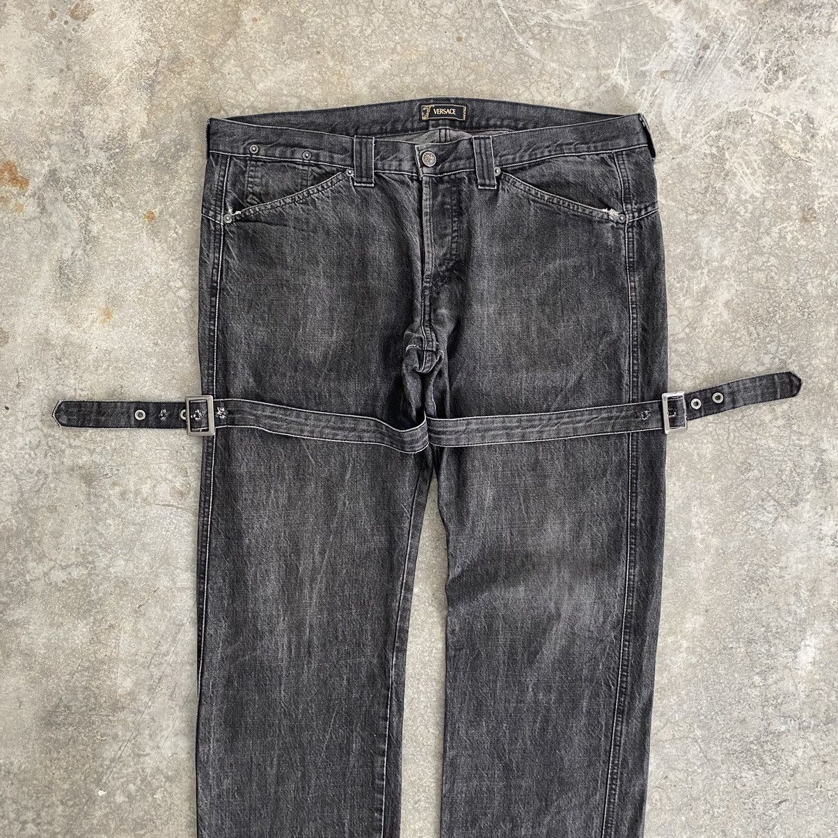 Versace 2004 Archive Versace Sanded Black Bondage Denim Jeans Size US 38 / EU 54 - 10 Thumbnail