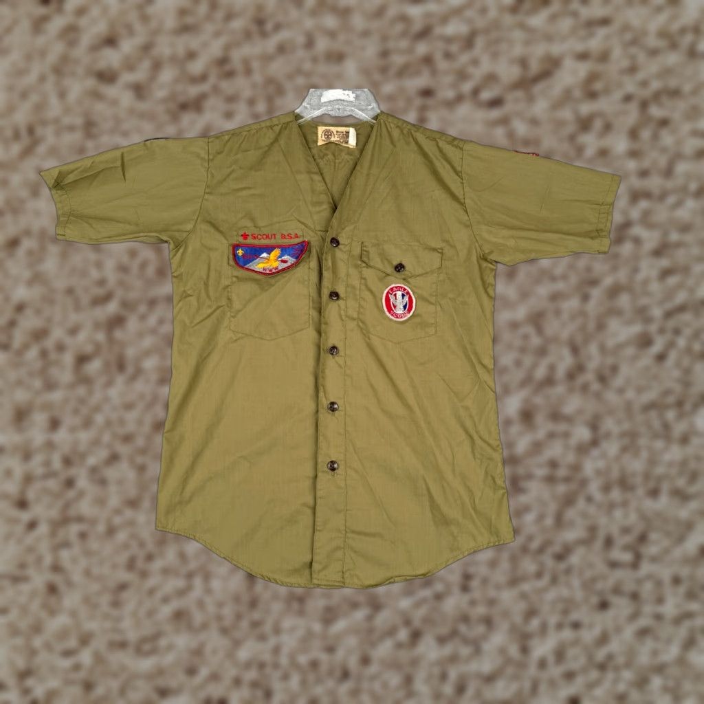 Vintage VINTAGE Boy Scouts of America Shirt Adult 14 Green Cotton Blend Long Sleeve Mens Size US S / EU 44-46 / 1 - 1 Thumbnail