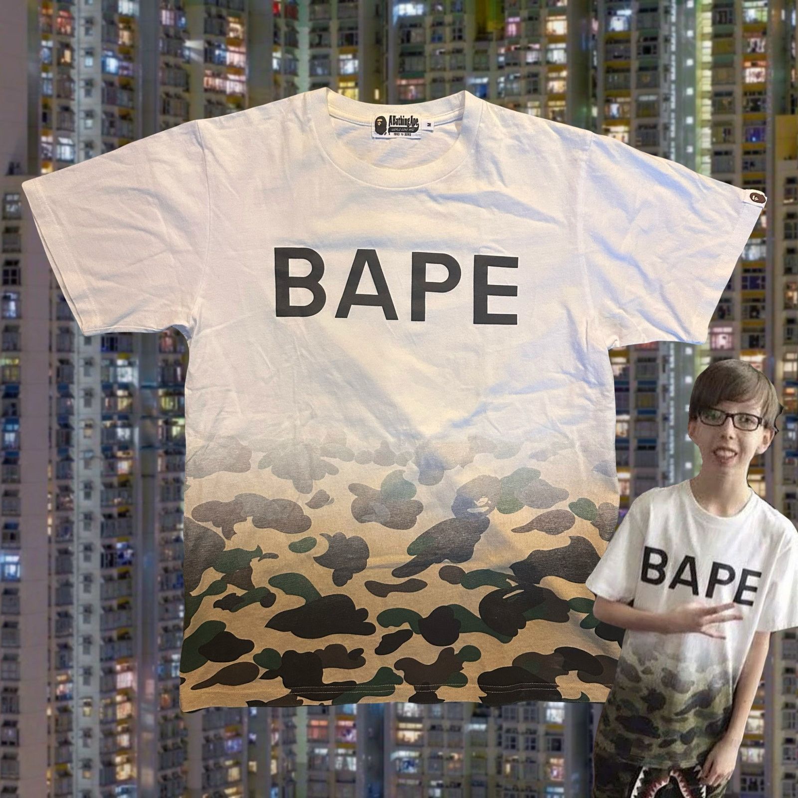 Bape Bathing ape gradient ombre camo bape spell out tee shirt Size US M / EU 48-50 / 2 - 1 Thumbnail