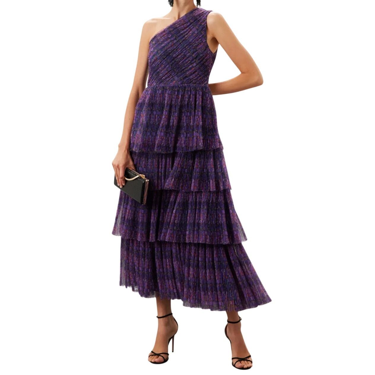 Hutch Hutch Tiered Floral Xala Dress in Purple Multi, Size US 12 Size XL / US 12-14 / IT 48-50 - 2 Thumbnail