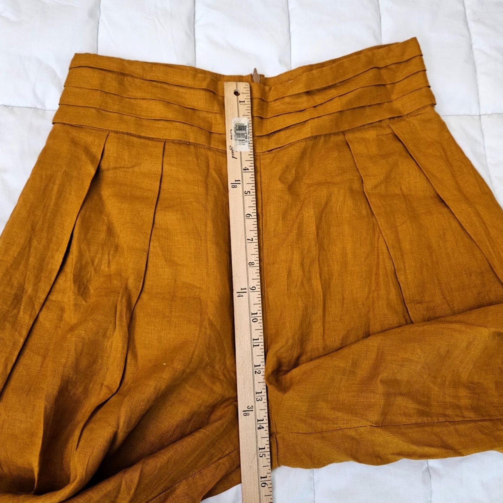 Vintage PAMPELONE Women's Mustard Yellow Pleated Wide Leg Casual Pants Size M Size 32" / US 10 / IT 46 - 6 Thumbnail