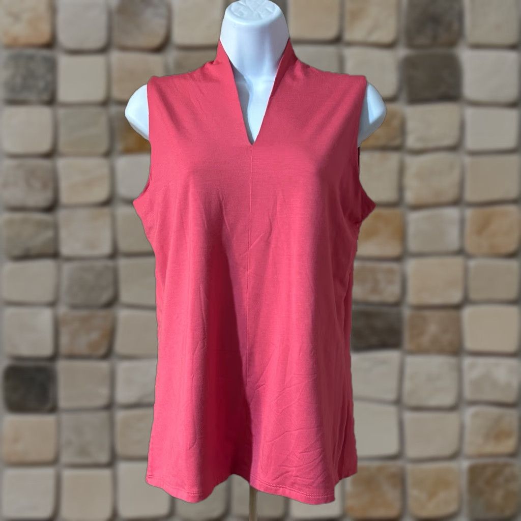 Talbots Talbots Sleeveless Top Blouse V-Neck Women Small Coral Color 2012 Ladies Tank Bohemian Summer Fashion Shirt Womens Size S / US 4 / IT 40 - 1 Thumbnail
