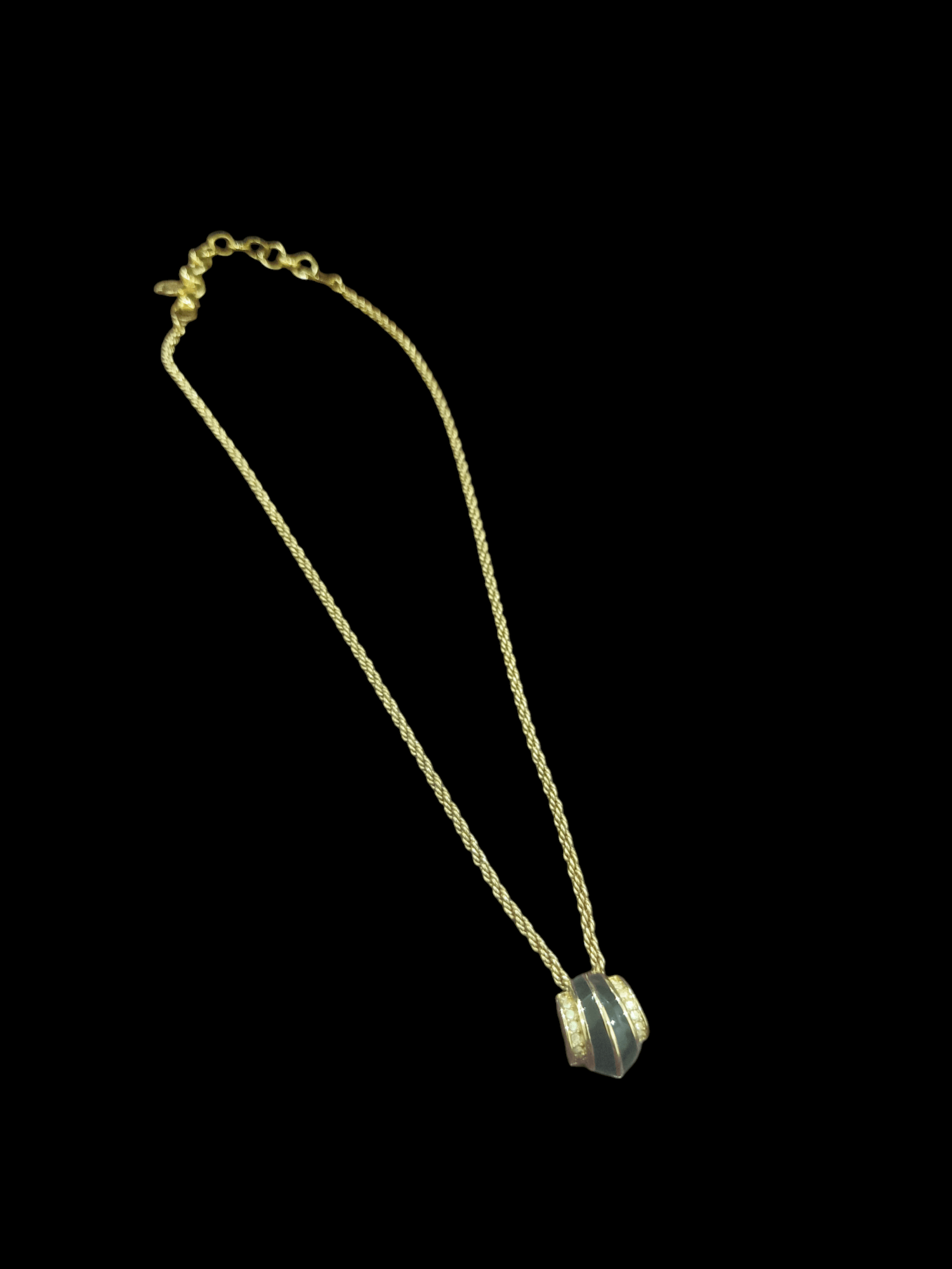 Dior Christian Dior Necklace Gold Clear Black Stone Size ONE SIZE - 5 Thumbnail