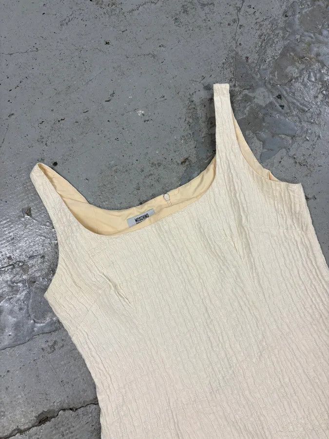 Moschino × Vintage 2000s Moschino Cream Beige Pleats Dress Size M / US 6-8 / IT 42-44 - 3 Thumbnail
