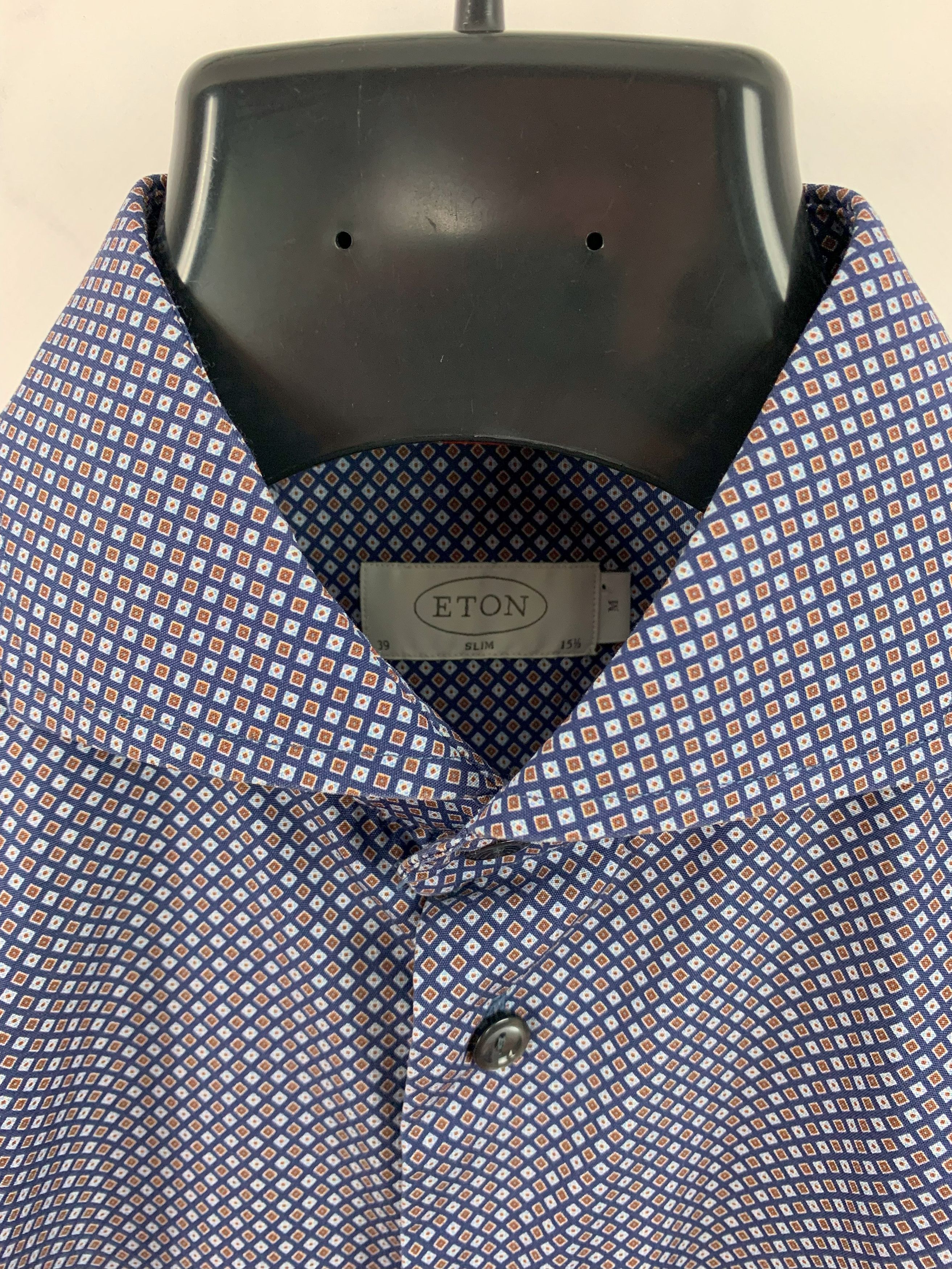 Eton Eton Navy Brighton Cotton Micro Pattern Slim Fit Shirt 39 Size US M / EU 48-50 / 2 - 12 Thumbnail