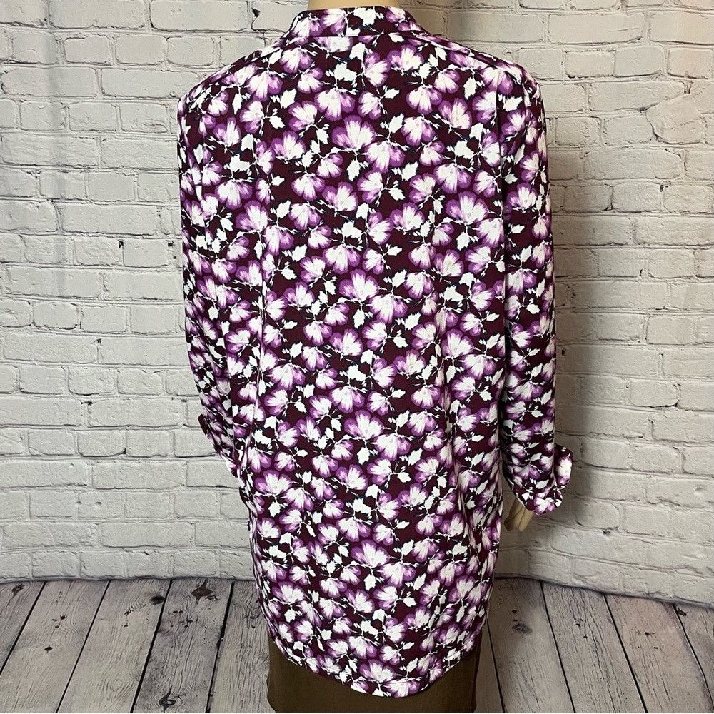 Banana Republic New Banana Republic Floral Purple Long Sleeve Top Tunic Siz Size M / US 6-8 / IT 42-44 - 4 Thumbnail