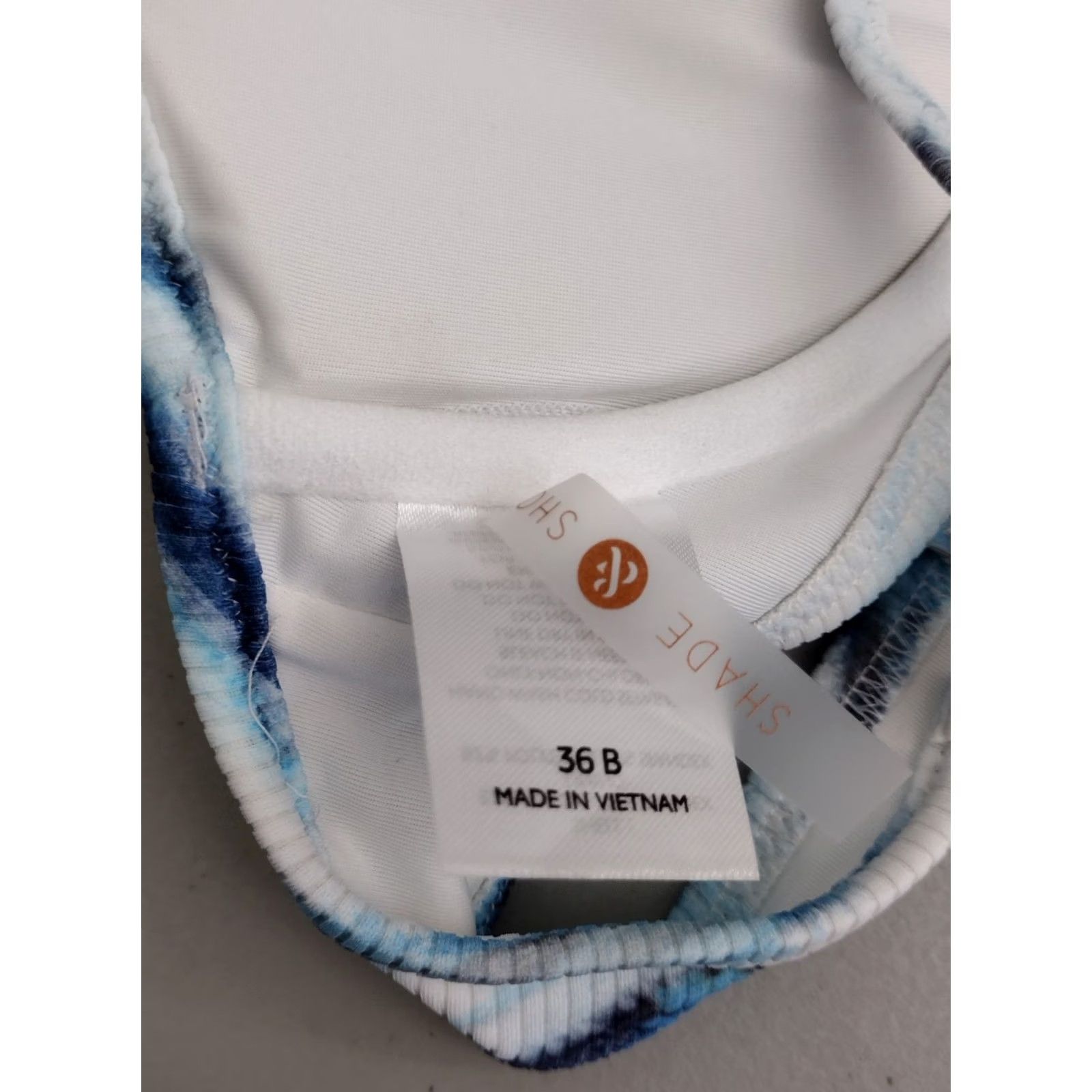 Vintage Shade & Shore Bikini Top Women Marble Blue Spaghetti Padded Ribbed 36B Adult Regular XS? Size XS / US 0-2 / IT 36-38 - 5 Thumbnail