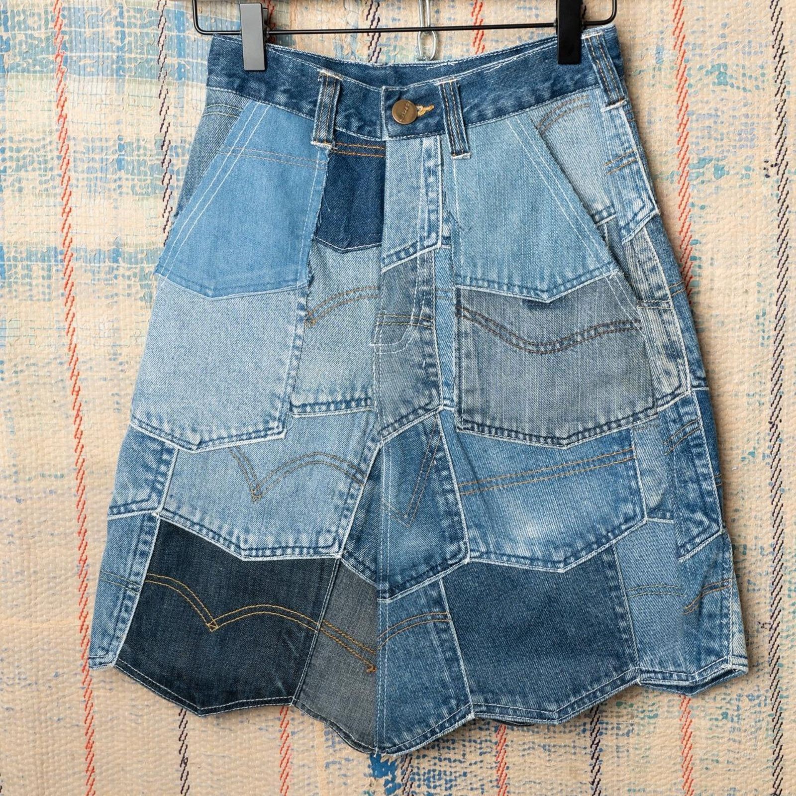Other Custom upcycled patchwork skirt Size 26" / US 2 / IT 38 - 1 Thumbnail