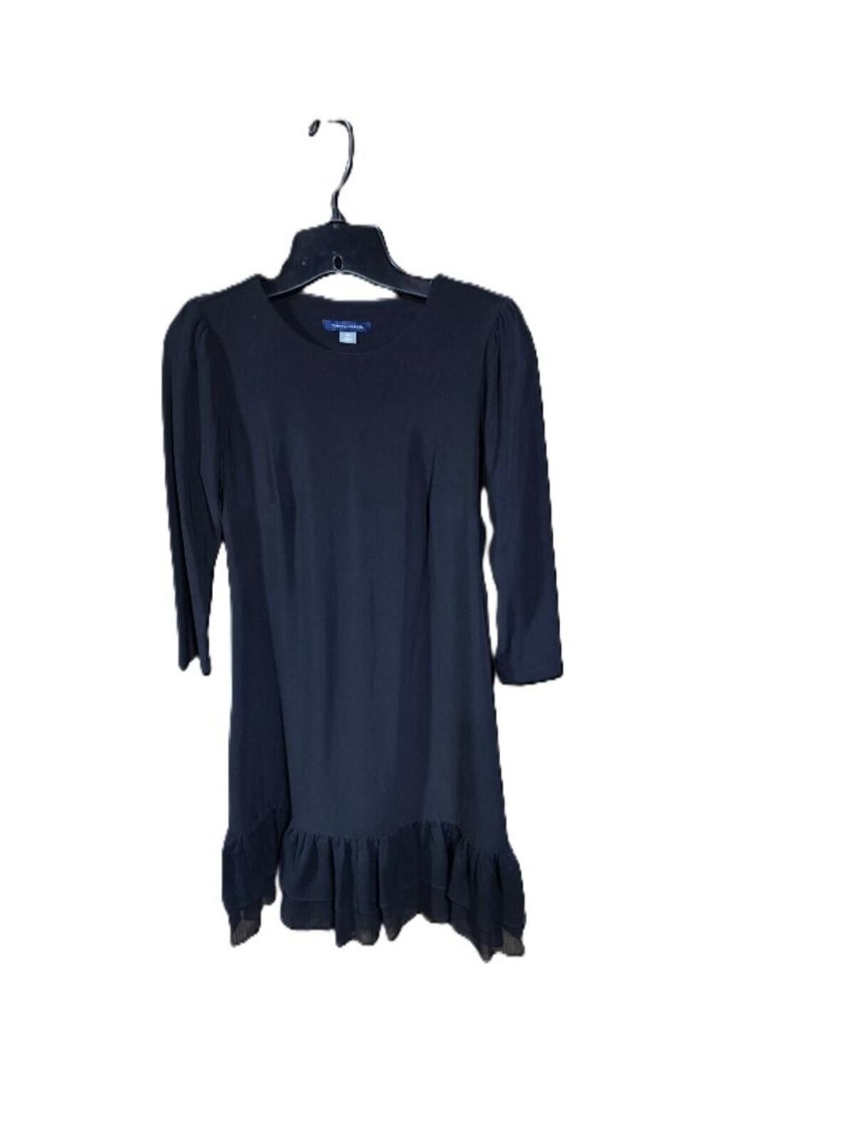 Tommy Hilfiger Tommy Hilfiger Black Jersey/Chiffon Mix Ruffle Hem Dress Size XS / US 0-2 / IT 36-38 - 2 Thumbnail