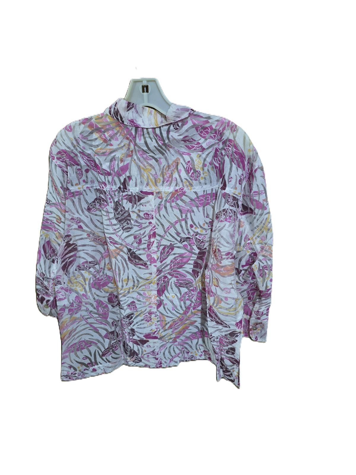 Industry of All Nations Notations Pink Floral Sheer Lacey Blouse Size L / US 10 / IT 46 - 2 Thumbnail