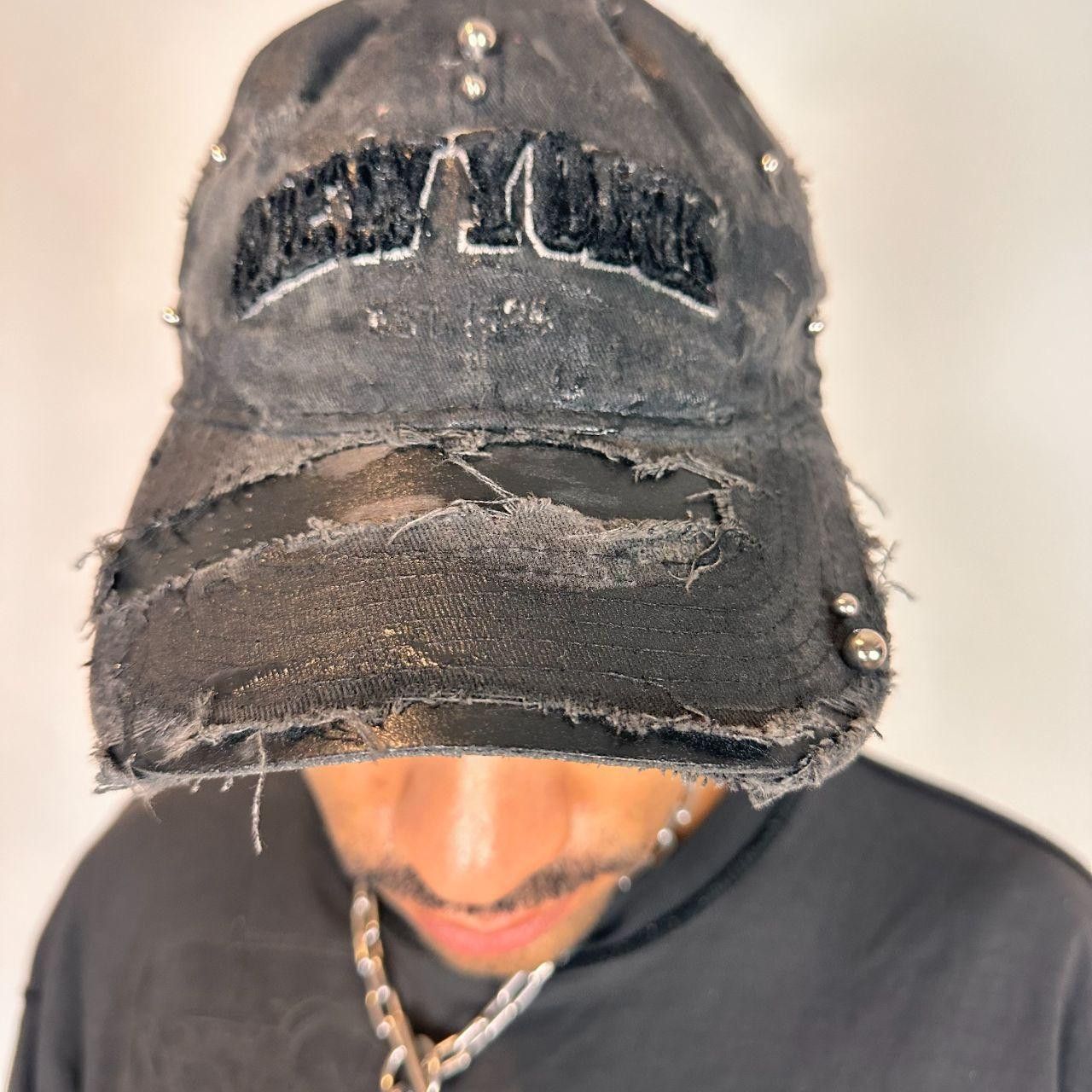 Other ASTROBOI* 'New York Grunge' Black Pierced Distressed Hat Size ONE SIZE - 2 Thumbnail