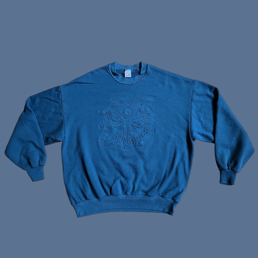 Jerzees VINTAGE Wisconsin Special Olympics Sweater Men’s 2XL Green Jersey Pullover Sweatshirt Crew Neck Graphic Print Logo 90s City Classic Outdoor USA Mens Size US XXL / EU 58 / 5 - 1 Thumbnail