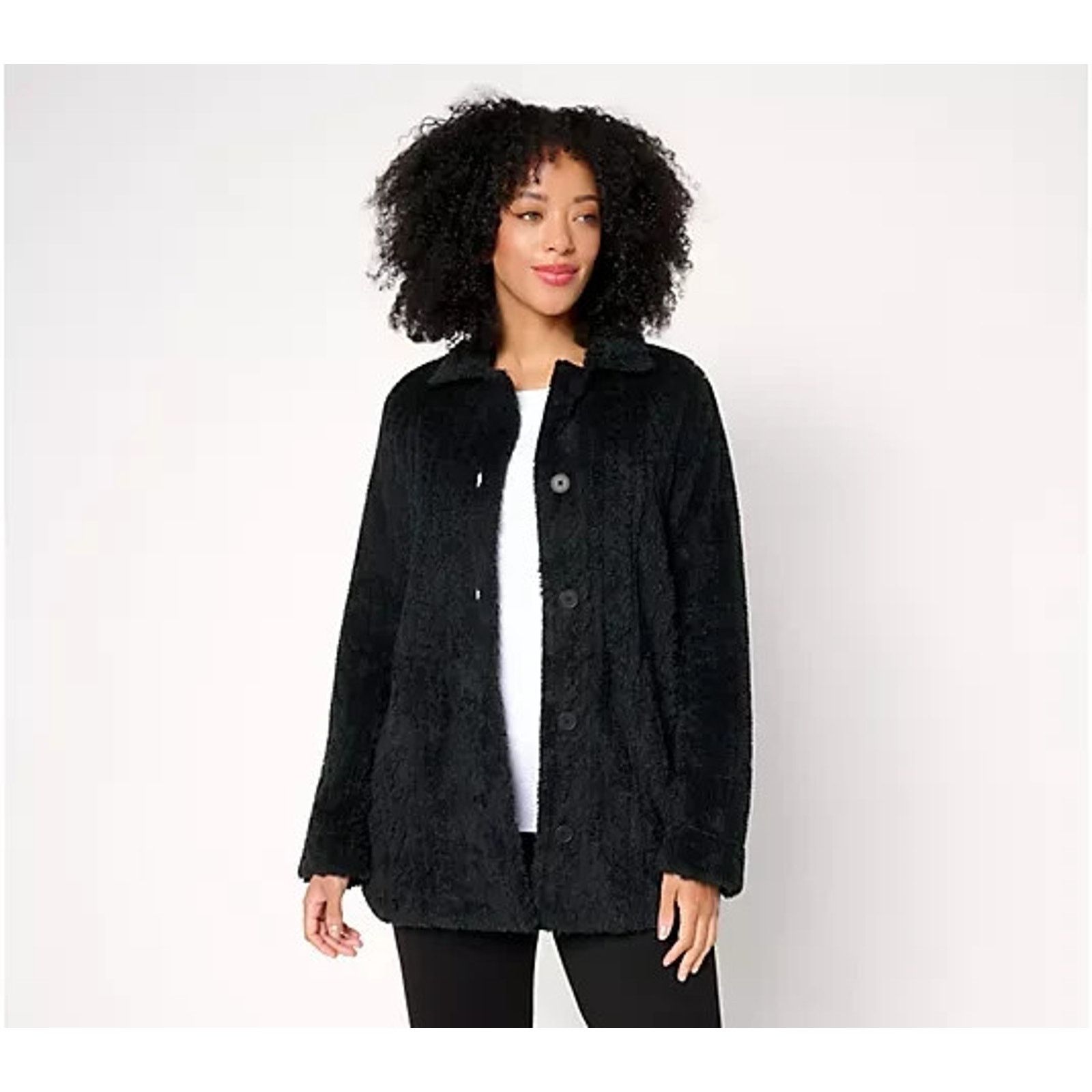 & Other Stories Cuddl Duds Sculpted Sherpa Shacket Black Medium A704546 Size M / US 6-8 / IT 42-44 - 1 Thumbnail