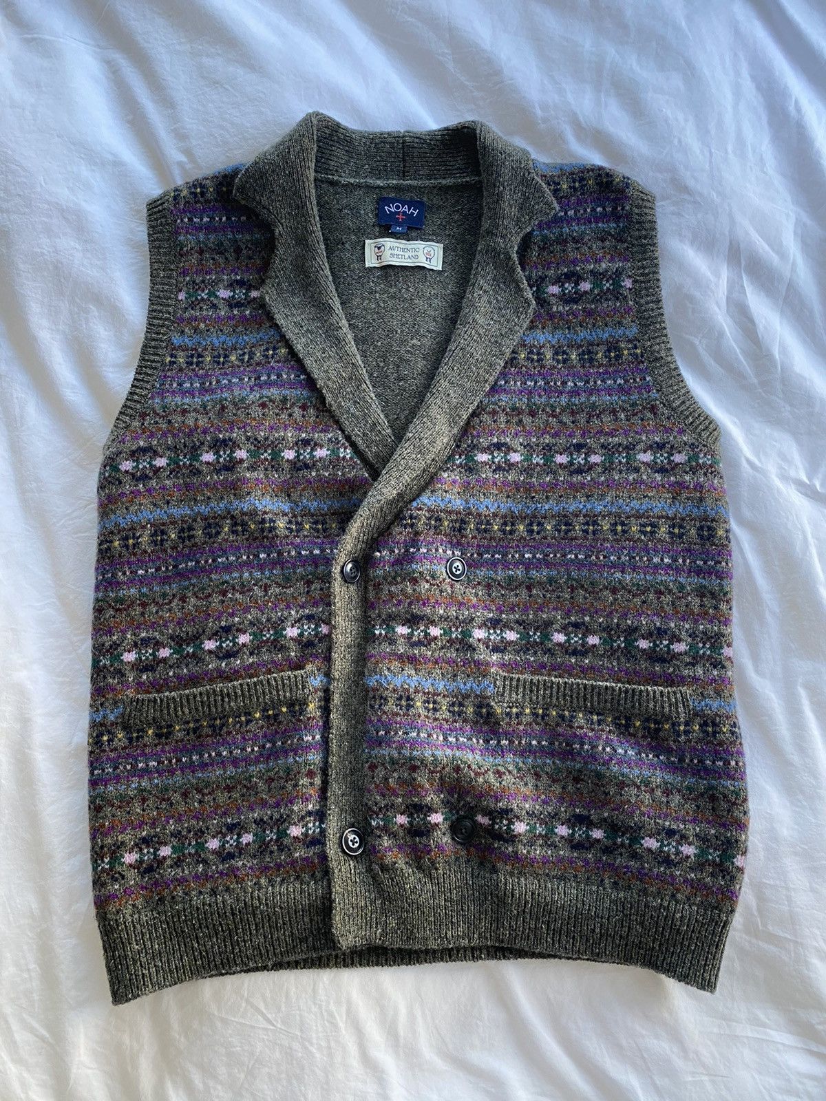 Noah Noah Fair Isle Shetland Wool Double-Breasted Vest | Grailed