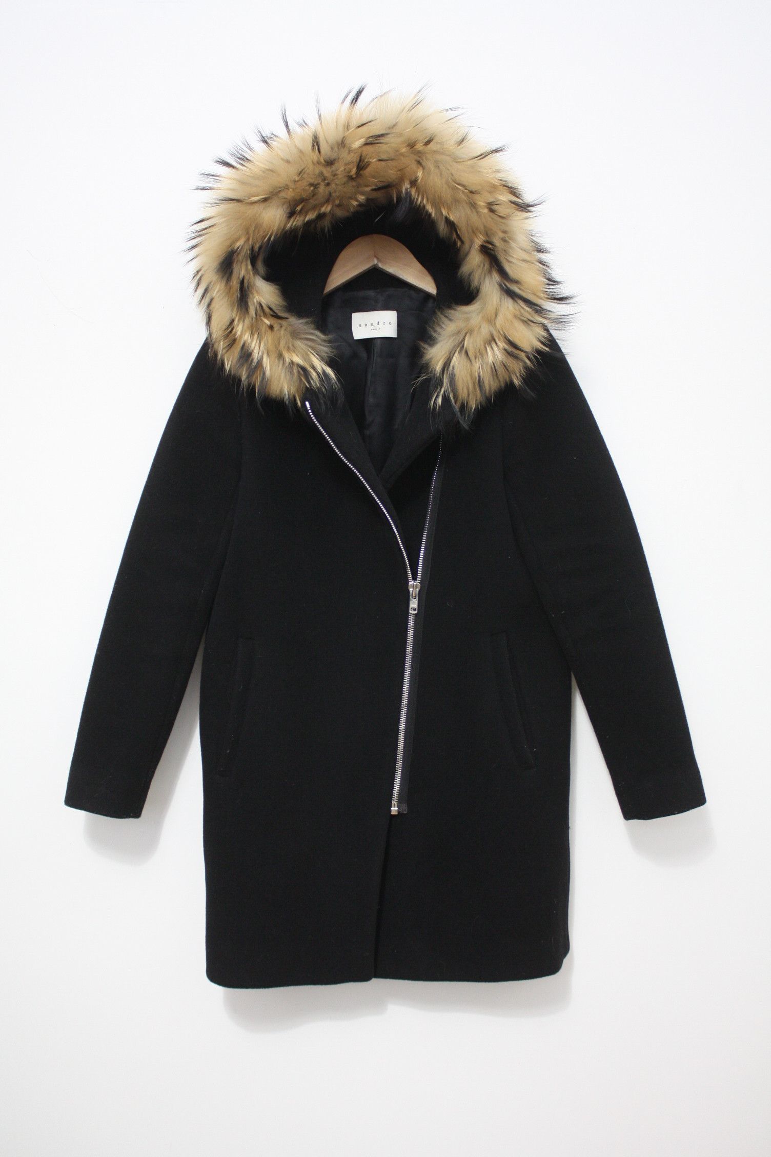 Sandro Sandro Paris Black Wool Women's Coat Size 36 Size XS / US 0-2 / IT 36-38 - 1 Thumbnail