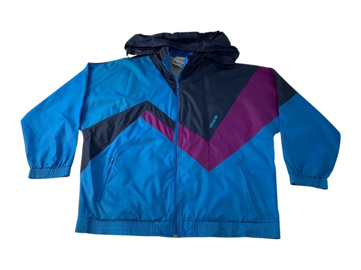Adidas Adidas Windbreaker Hooded Zipper Jacket Colour Block Design Size US XL / EU 56 / 4 - 1 Thumbnail